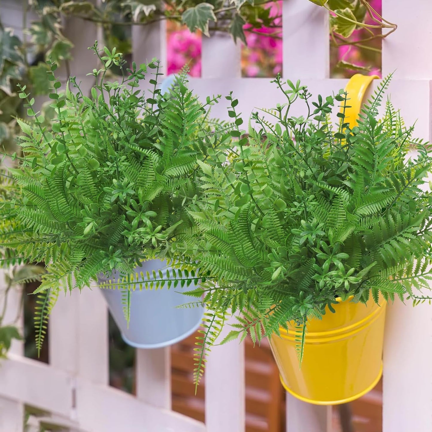 Artificial Plants Boston Fern Fake Branches Faux Shrub Bushes Greenery / Fern-green / Set of 12