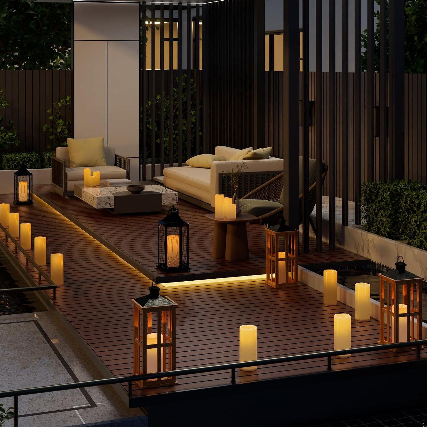 12" x 5" White Large Waterproof Outdoor Flameless Candles Battery Operated LED Flickering Pillar Candles with Remote