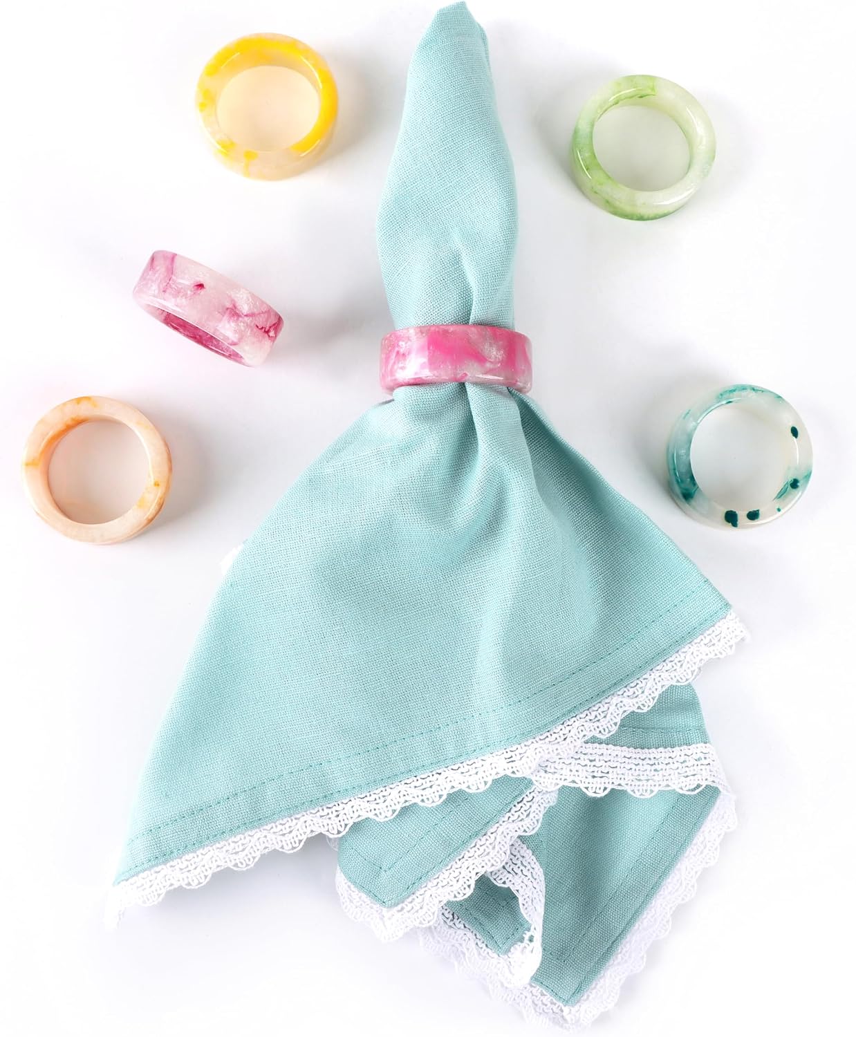 Alpha Living Home Epoxy Resin Napkin Rings, Pastel, Set of 12 | Glossy resin, 6 pastel colors 2 of each, 2x2x0.75 in