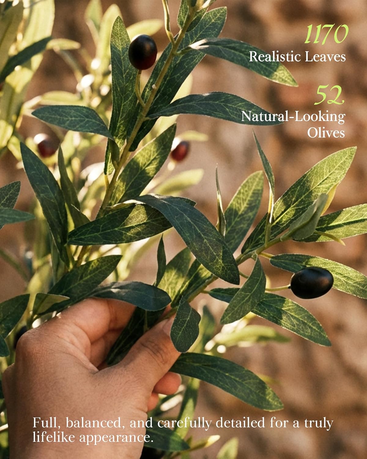 Lifelike Fake Olive Tree Floor Plant / Matte Beige / 6 Inch