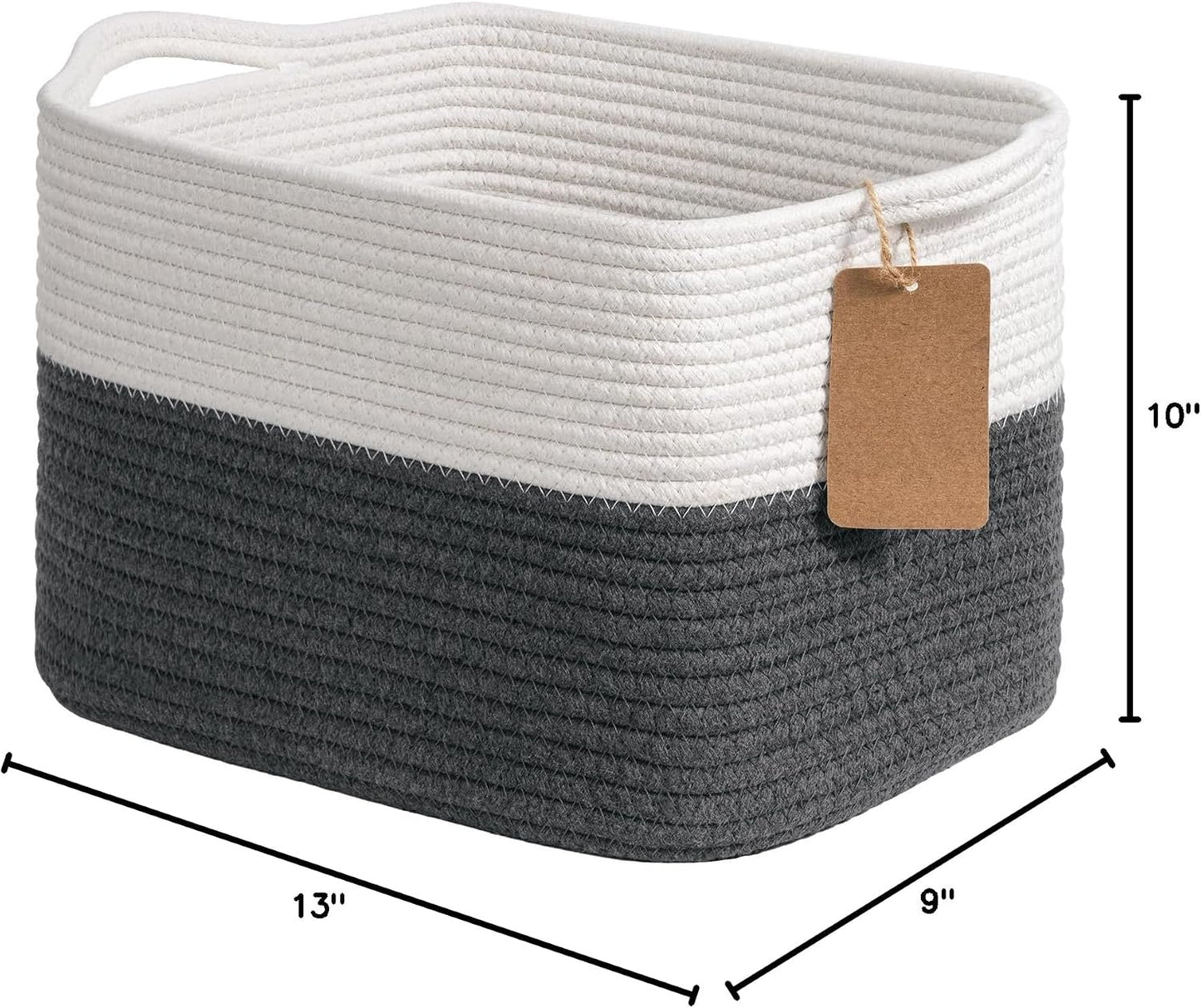 Woven Storage Basket / Dark Gray / 13"L x 10"W x 9"H