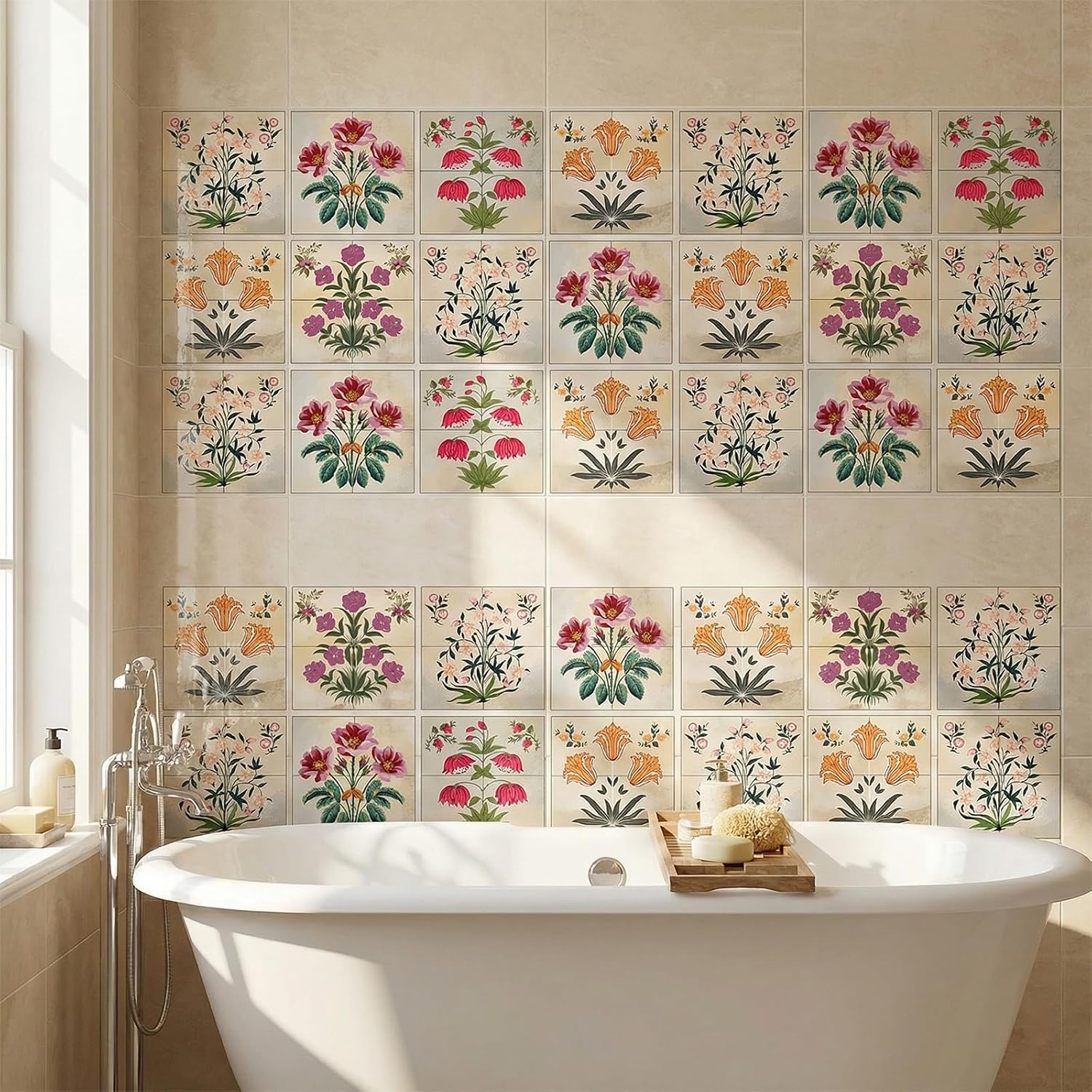 Vintage Moroccan Bohemian Tile Stickers / Set of 48