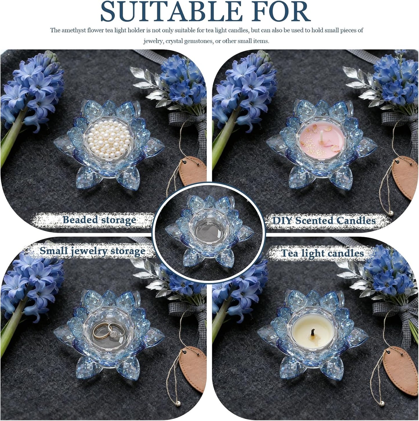 Crystal Lotus Jewelry Tray / 4.4" - Blue