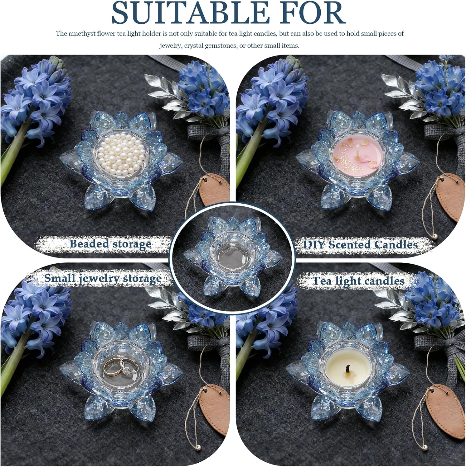 Crystal Lotus Jewelry Tray / 4.4" - Blue