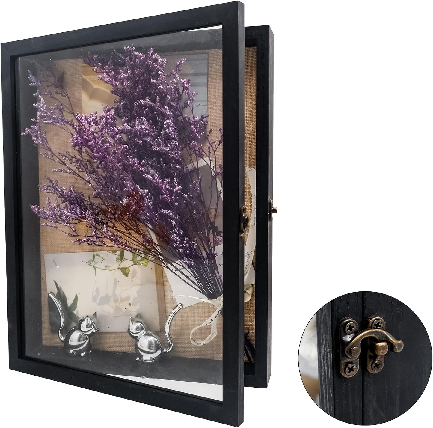 11x14 Pet Memorial Shadow Box with Real Glass for Loss of Dog | Black Pet Memorial Dispaly Case Picture Frame for Dogs