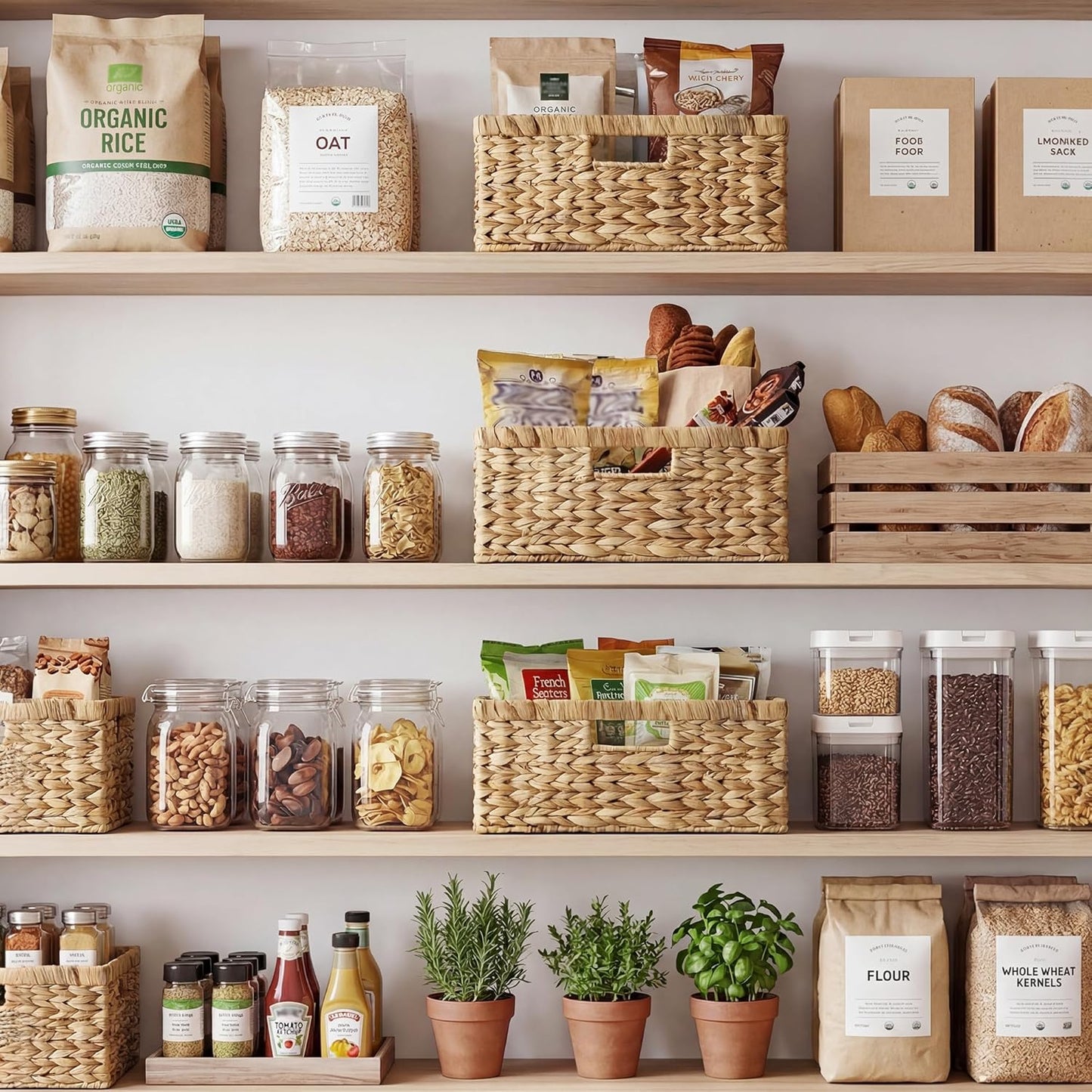 Large Rectangular Wicker Basket / Natural