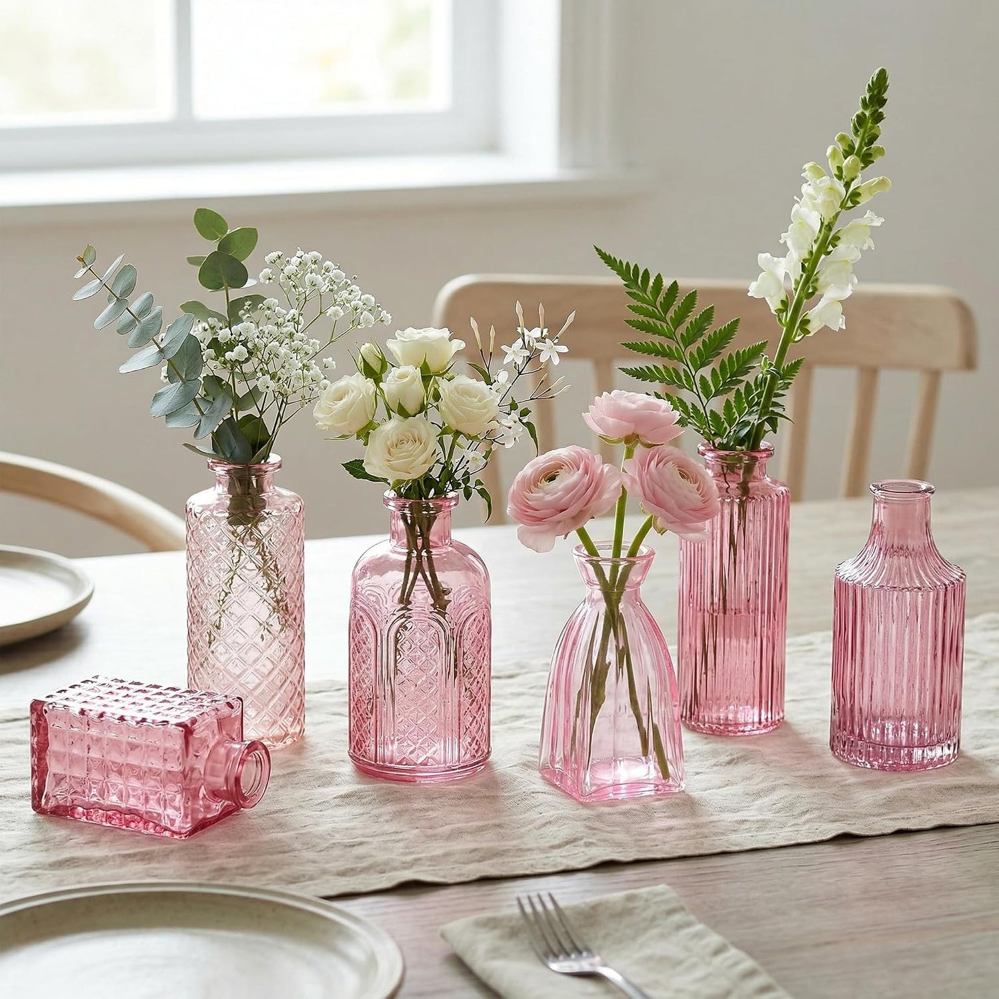 Pink Glass Bud Vases / Pink Series / Set of 15