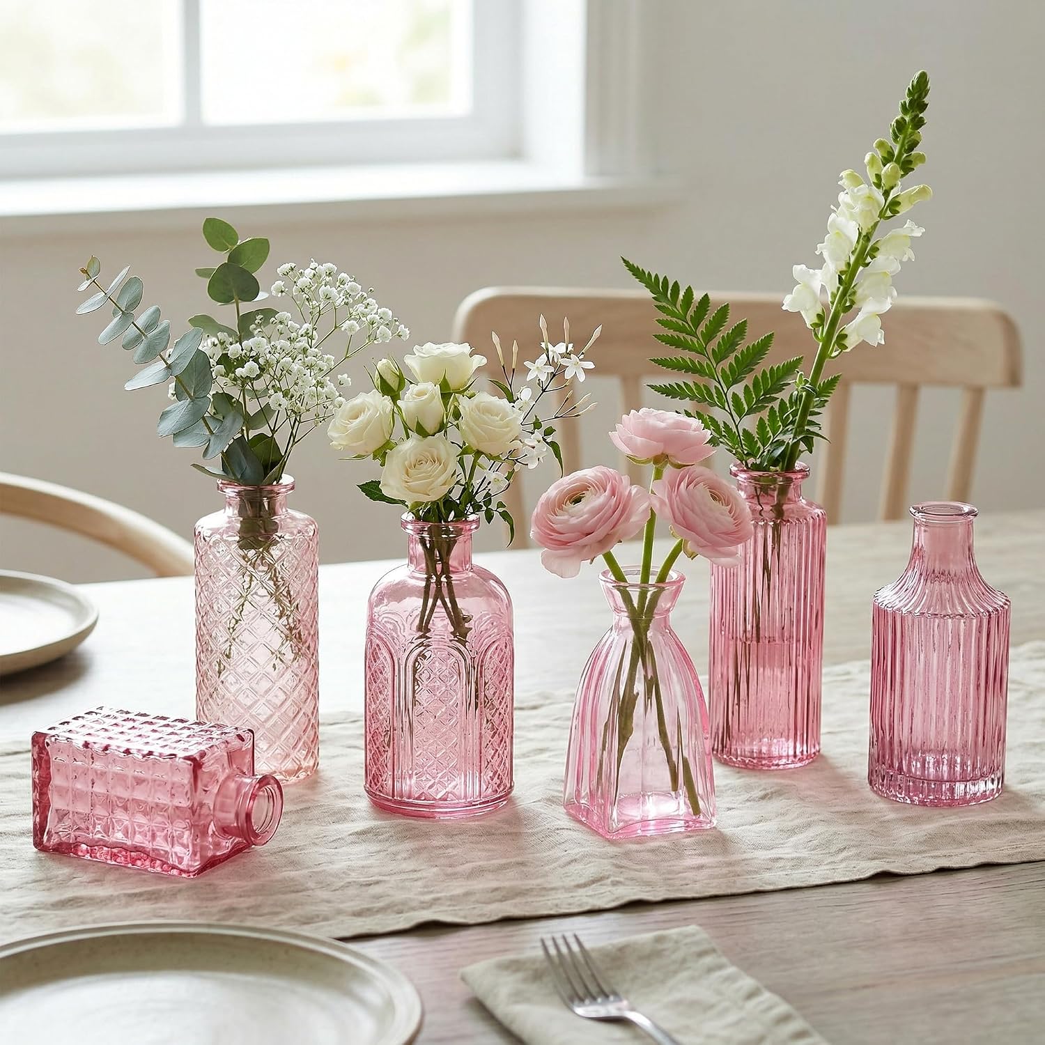 Pink Glass Bud Vases / Pink Series / Set of 15