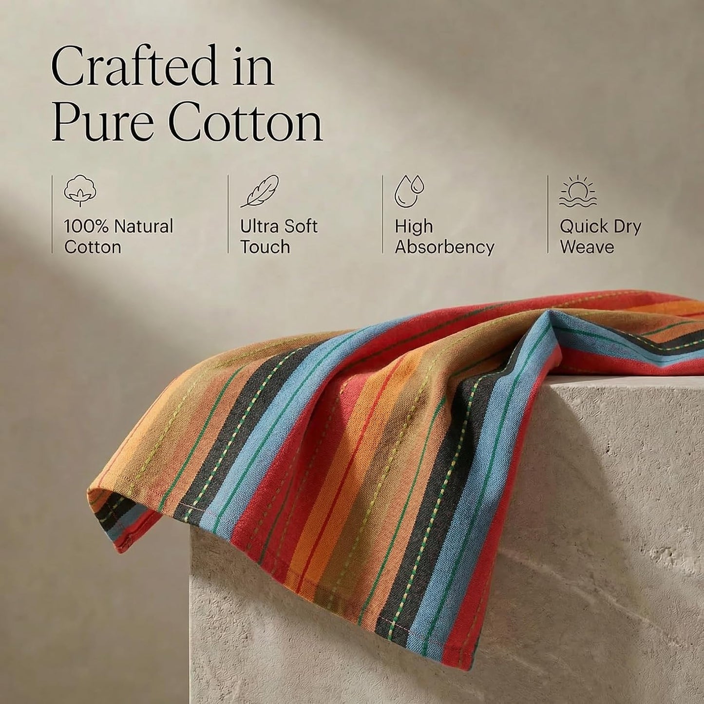 Urban Villa Kitchen Towels 100% Cotton Dish Towels for Kitchen (Set of 6) 20"x30" Highly Absorbent Kitchen Linen Set