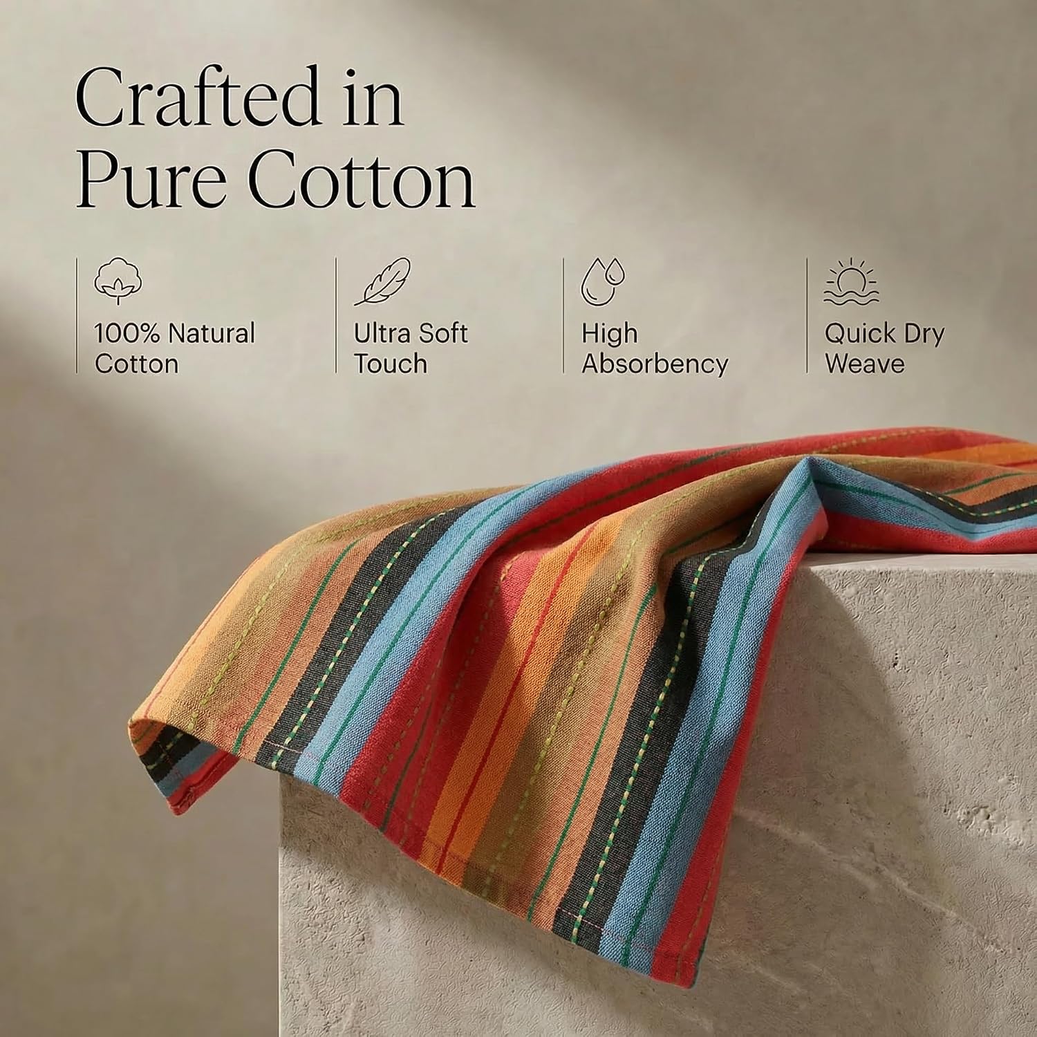 Urban Villa Kitchen Towels 100% Cotton Dish Towels for Kitchen (Set of 6) 20"x30" Highly Absorbent Kitchen Linen Set