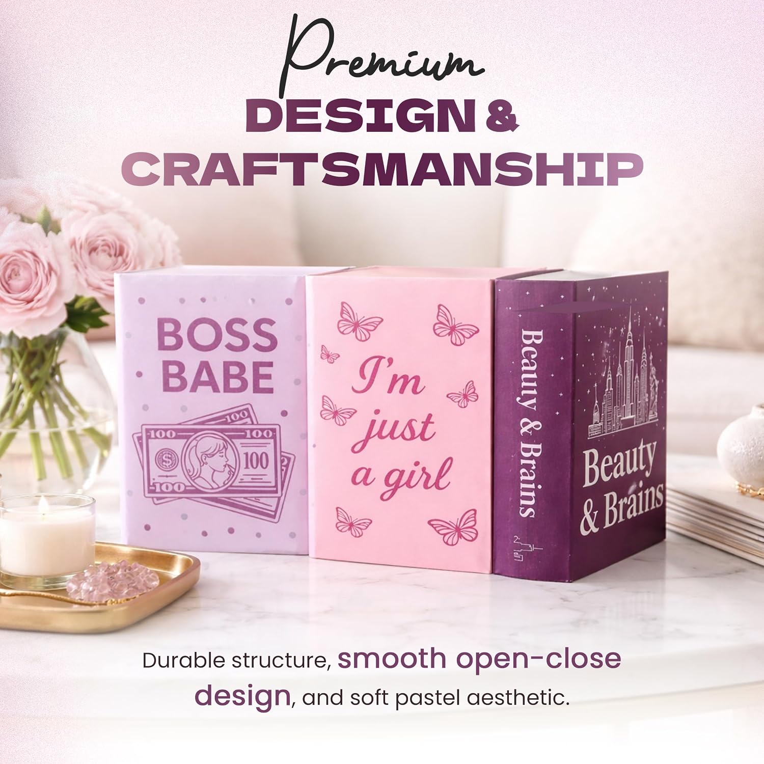 Storage- Faux Book Boxes for Glam Room / Set of 3