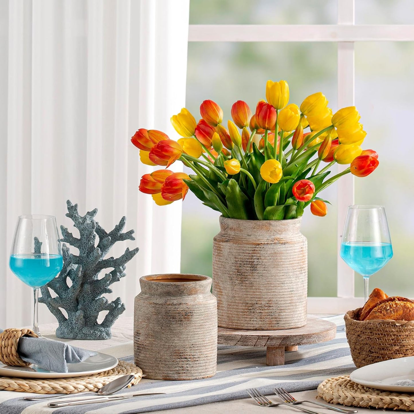 Ceramic Flower Vase Farmhouse Rustic Vase / 01-s-terra / 6.5 Inch