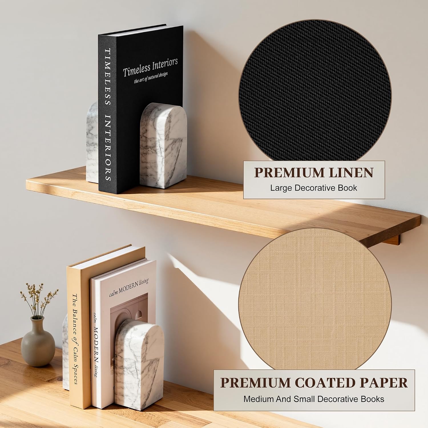 Decorative Books / Stackable Fake Books / Black-beige-apricot / Set of 3
