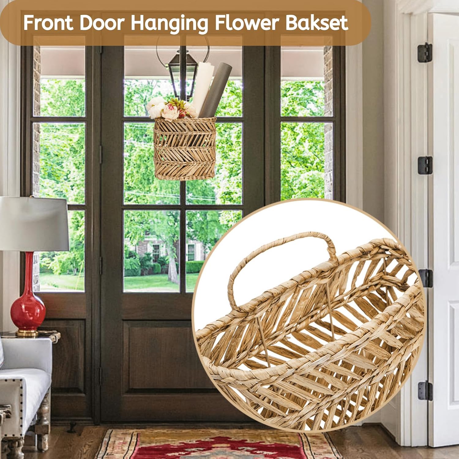 Large Woven Hanging Storage Basket / Natural / 12 x 5 x 14