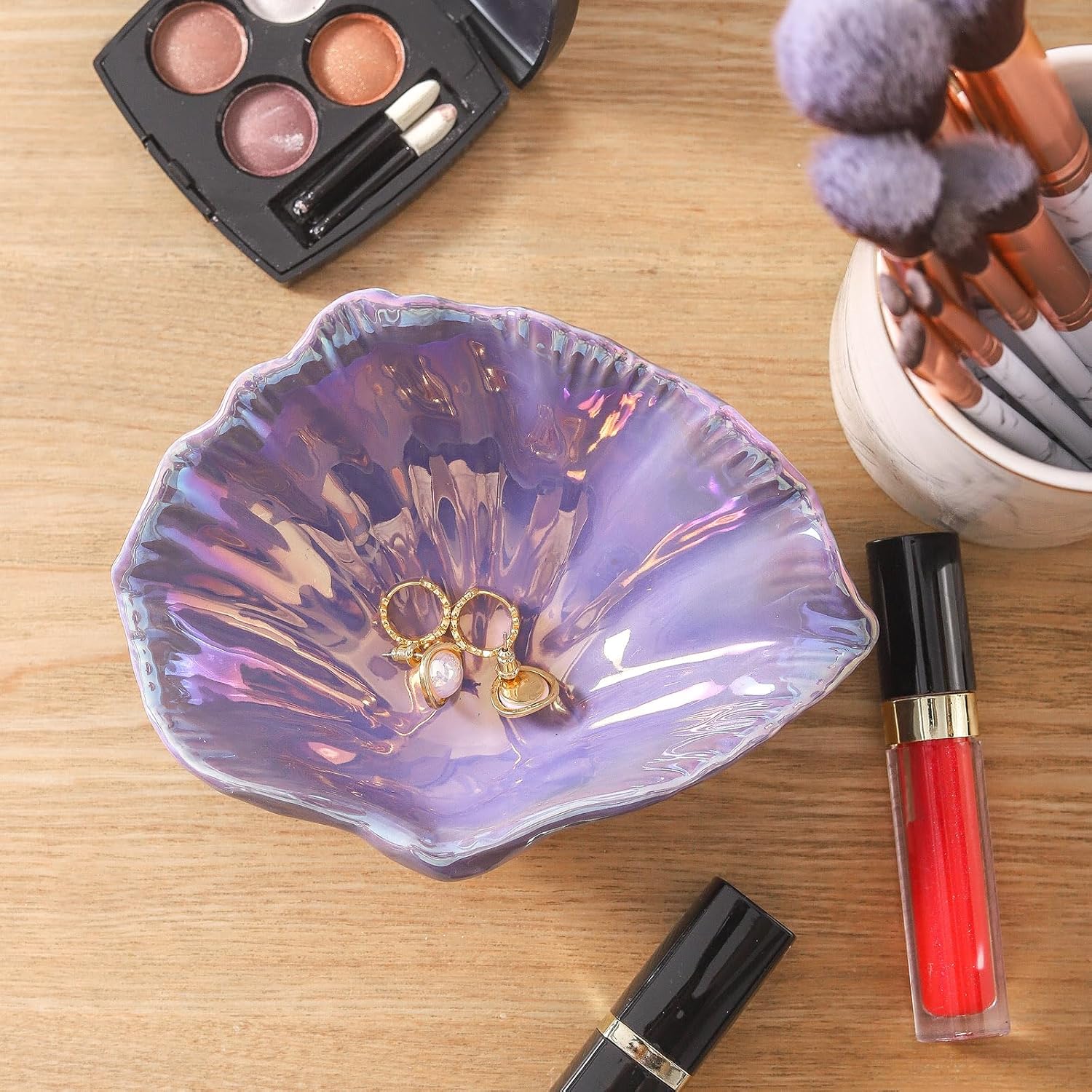Jewelry Tray / Ceramic Jewelry Dish / Colorful Purple / 5.75 Inch
