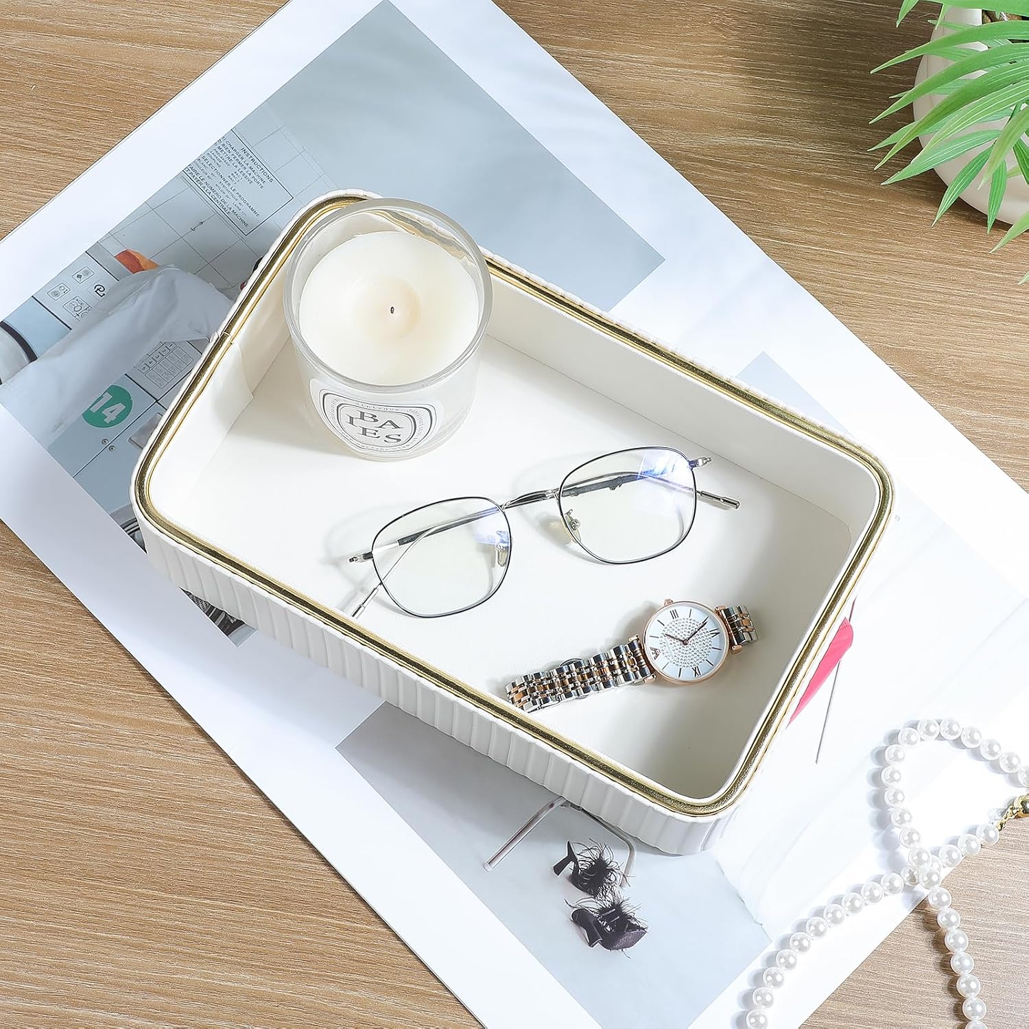 Desk Organizer Tray / Ivory / 9.5 x 6 x 2.2