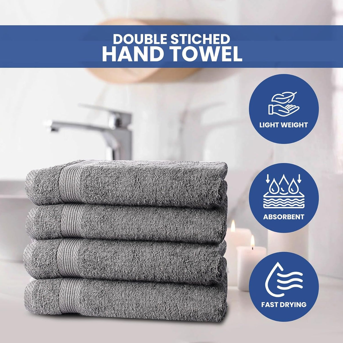 Linteum Textile 12 Piece Towel Set, 16x28 Inch, 100% Soft Cotton Zero Twist 16 Single Yarn Ring Spun Luxury Hand and