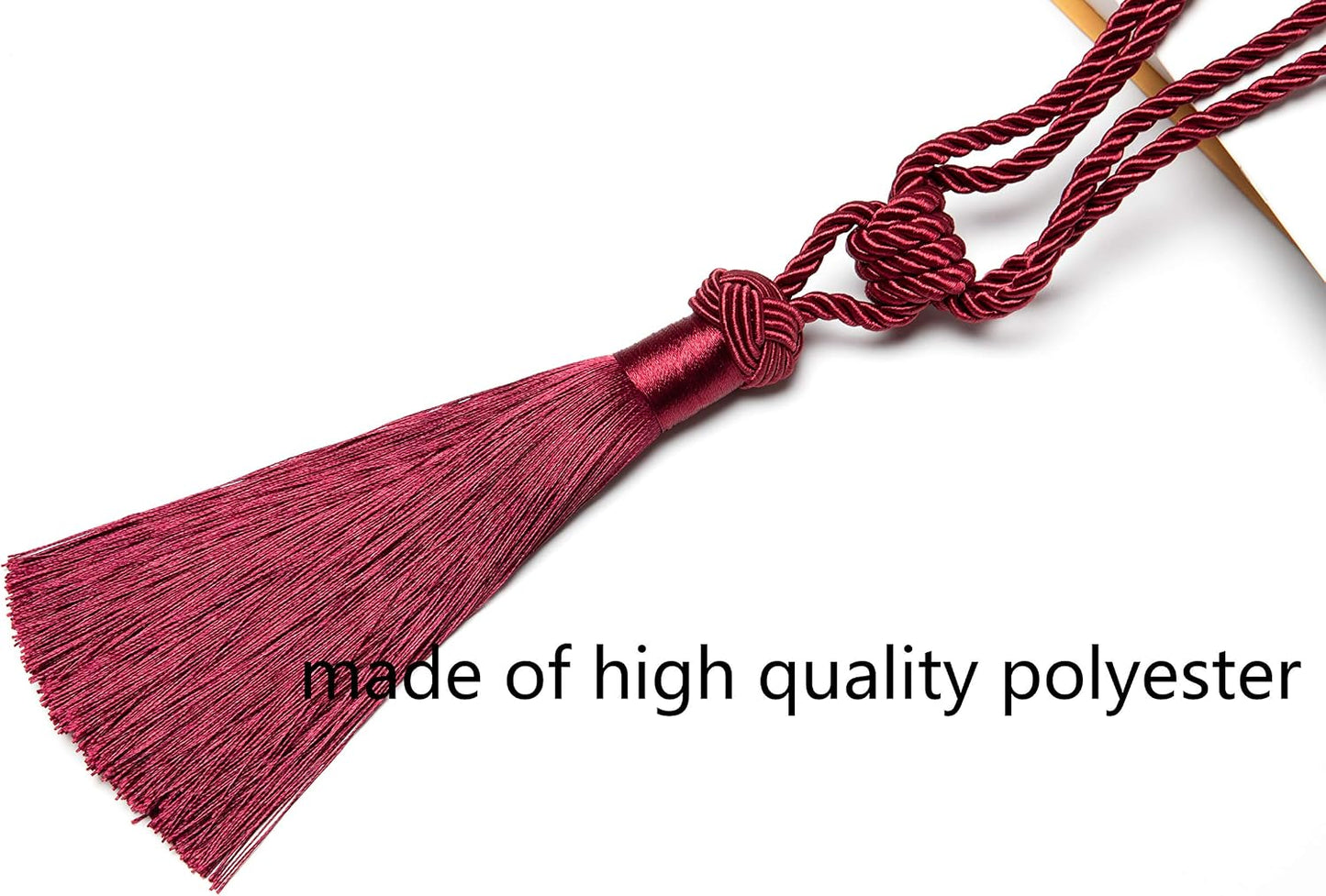 BEL AVENIR 4 Pack Curtain Tiebacks Hand-Woven Tassels Holdbacks | Red, Elegant, Home Decorative Tassels Ties for