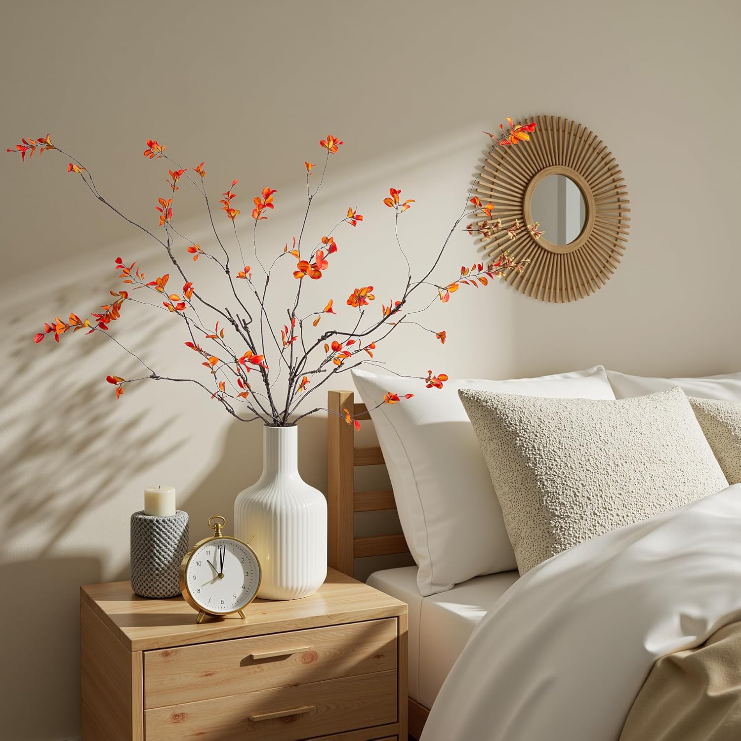 Artificial Ficus Branches 47.2" Artificial Eucalyptus Stems Fake Ficus / 47.2"orange / Set of 4