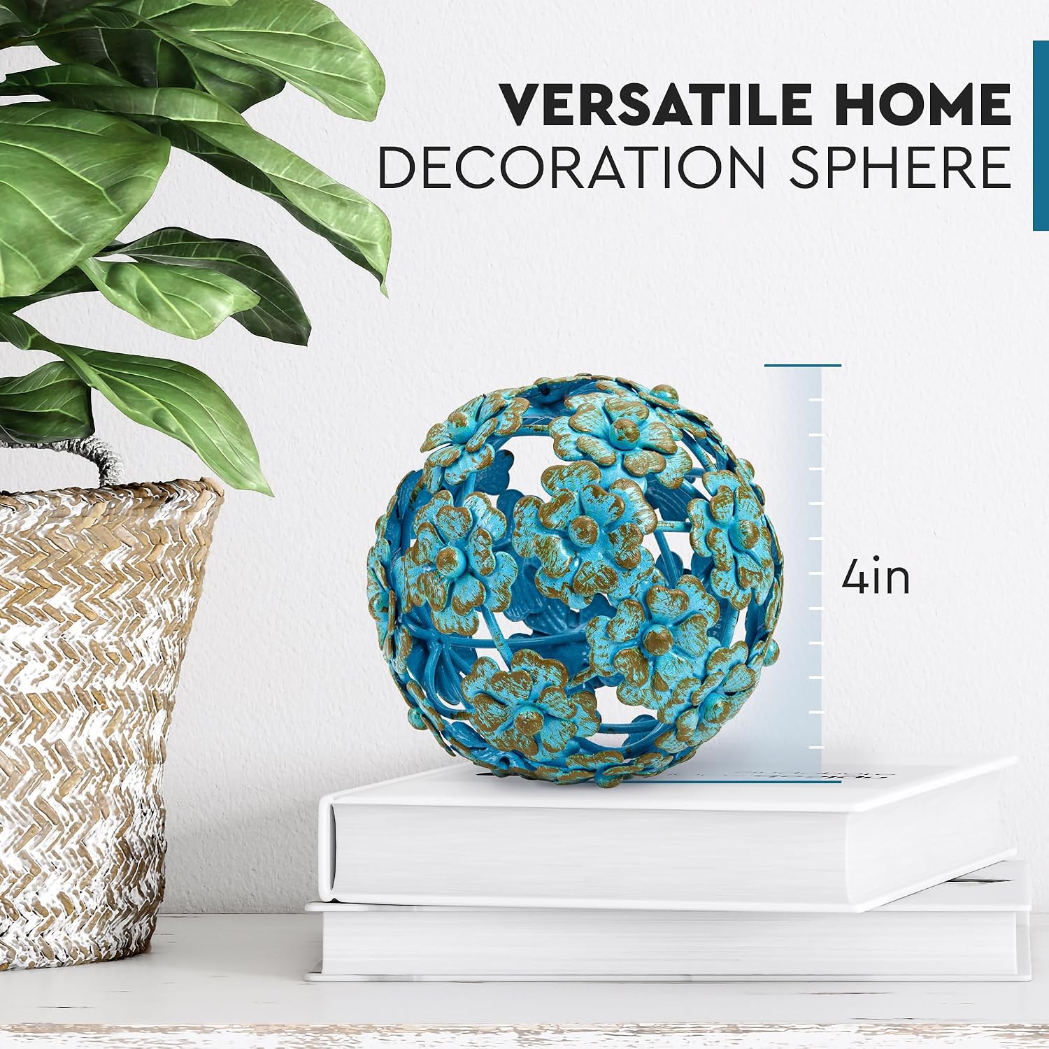 Metal Decorative Sphere / 4 Inch / Blue