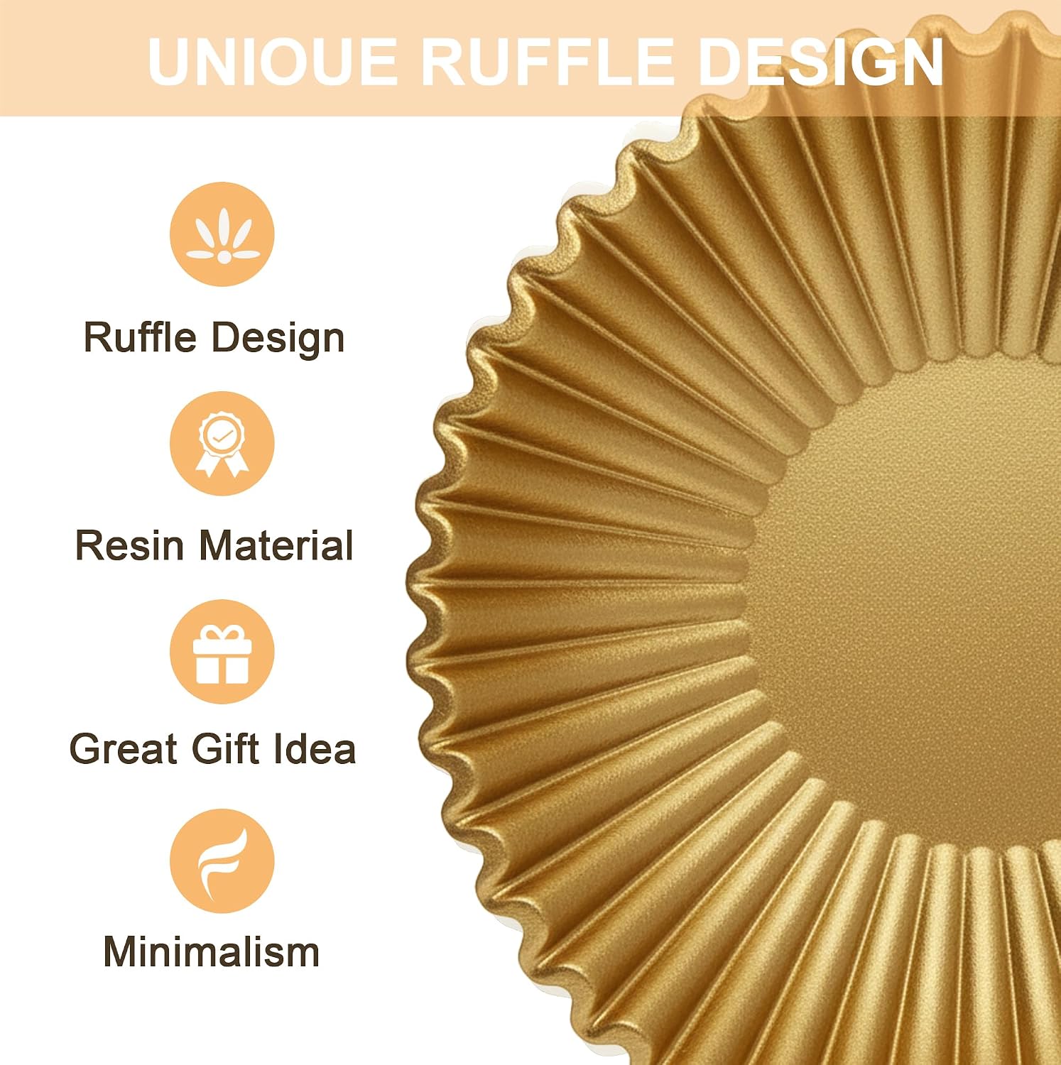 Artificial Resin Scalloped / Gold / 8.65 Inch