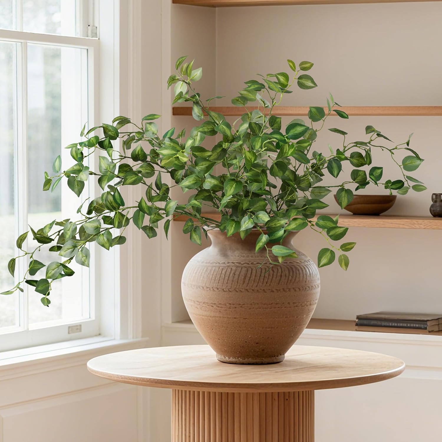 Artificial Eucalyptus Leaves Stem Plants for Spring Decor / Green / 32.7 Inch / Set of 5