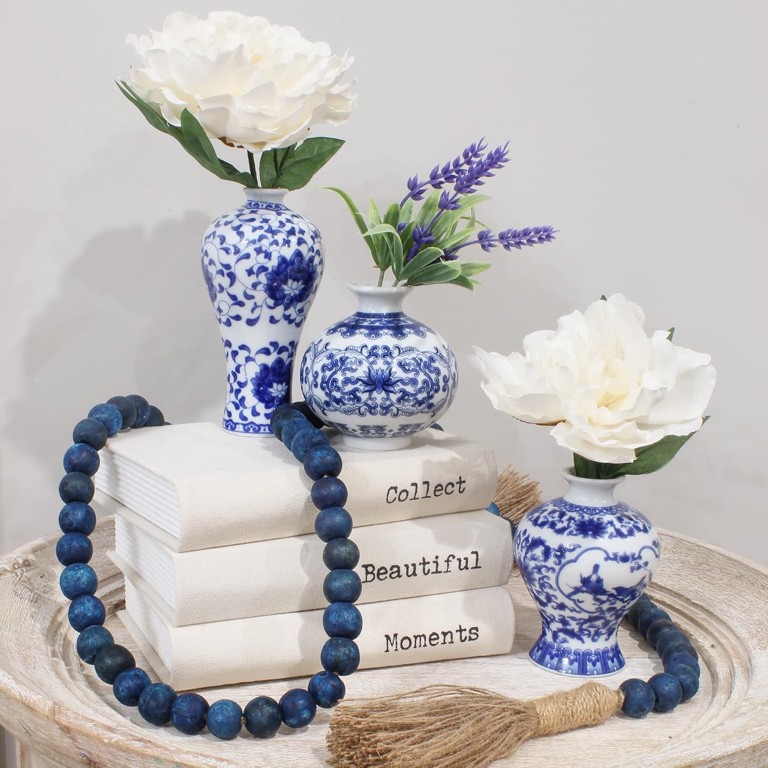 Mini Decorative Bud Vases for Farmhouse / Blue / Set of 3