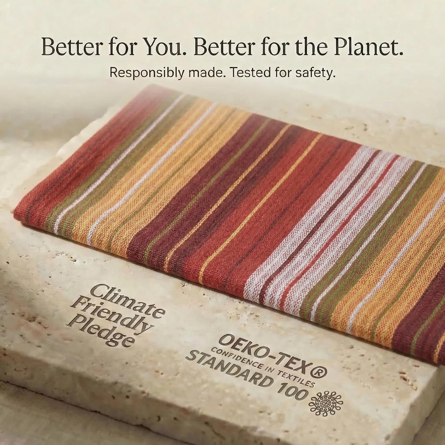 Urban Villa Kitchen Towel Cotton Dish Towel 20”x30” (Set of 6) Harvest Stripe