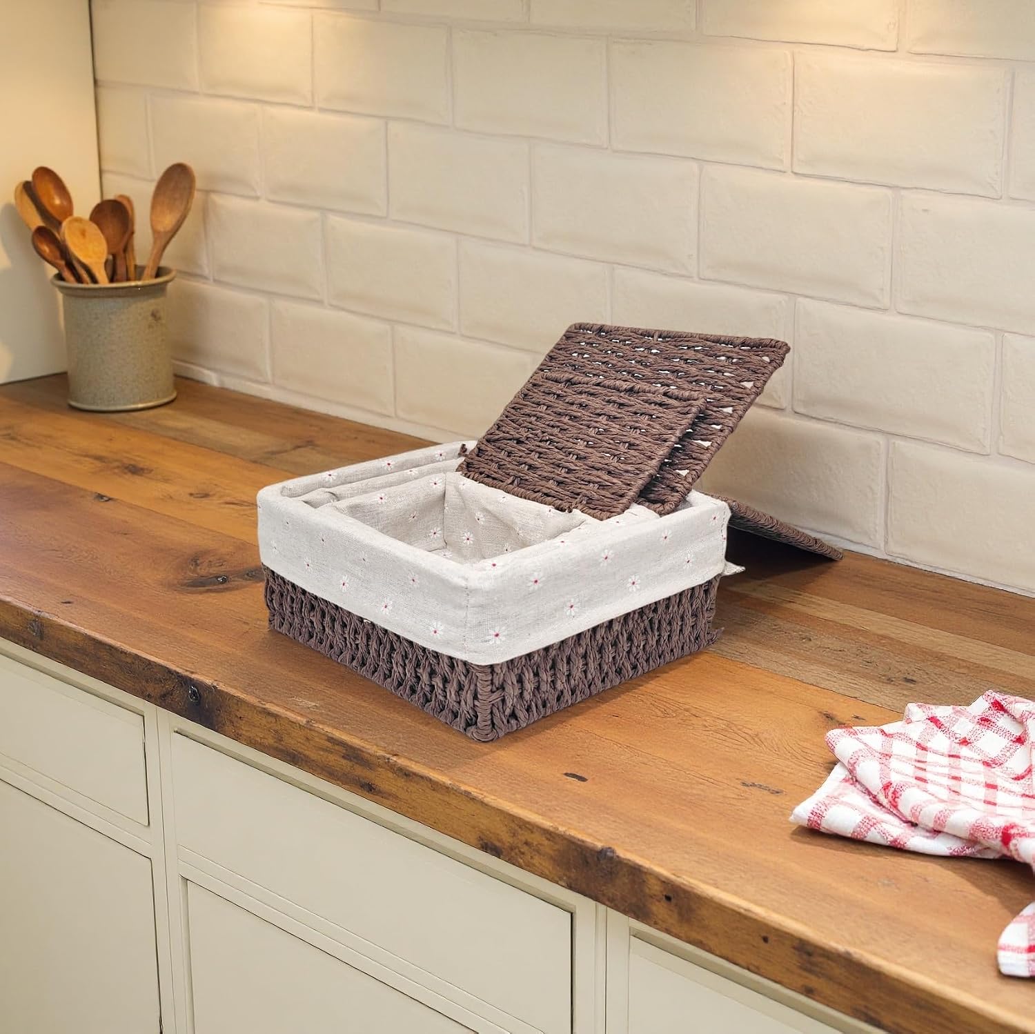 GIB Wicker Woven Storage Baskets / Brown / Set of 3