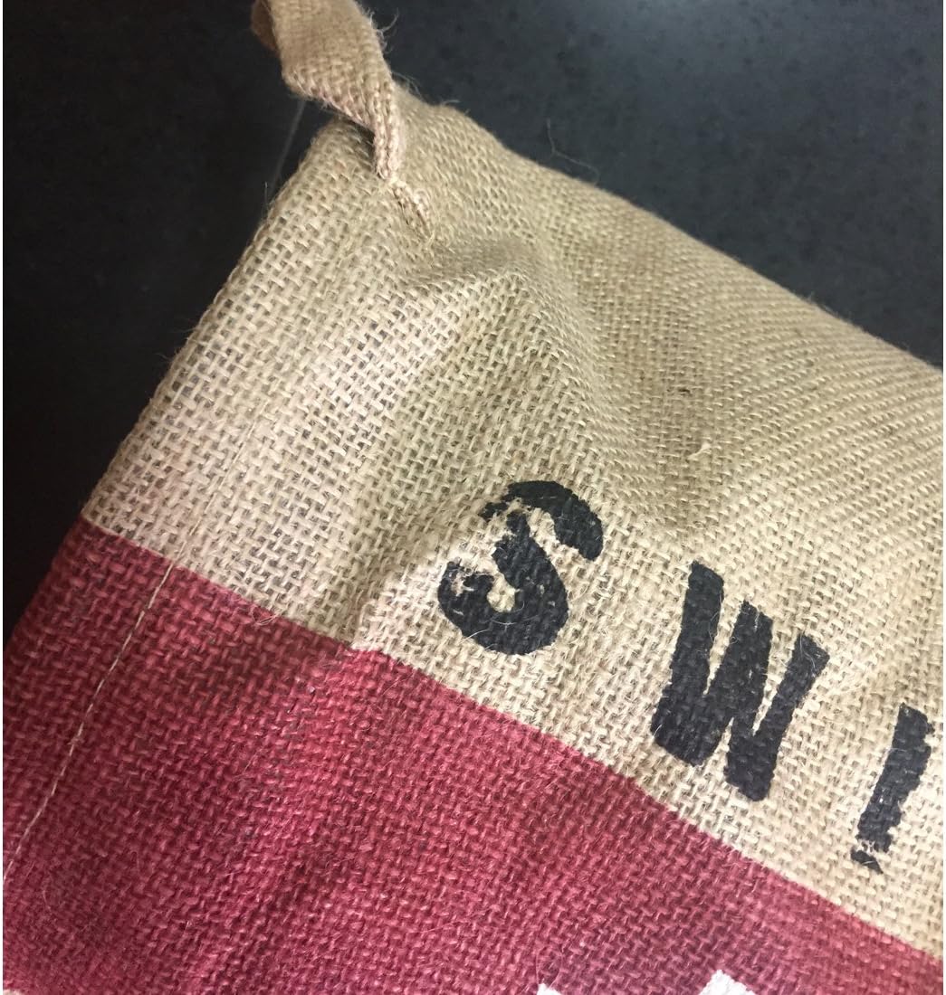 Burlap Woven Storage Basket Collapsible Vintage / Swiss Flag