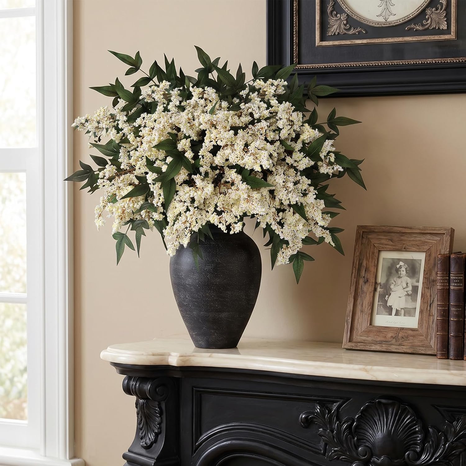 Artificial Nandina Berry Stem for Vase / Beige / Set of 4