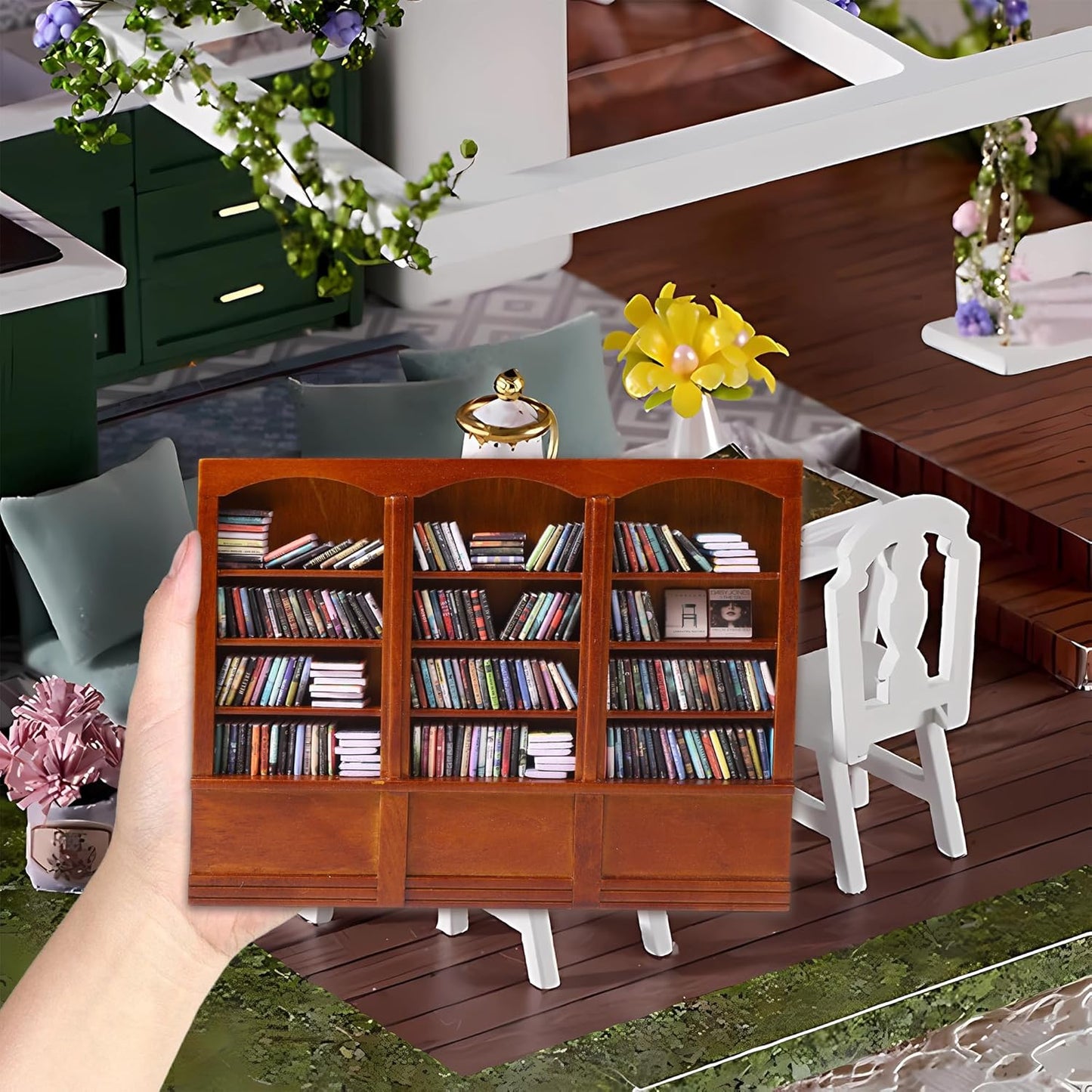 Mini Books Sofa Desk Plant Miniature Anxiety Bookshelf / Mini Books with Big Bookshelf / Set of 240