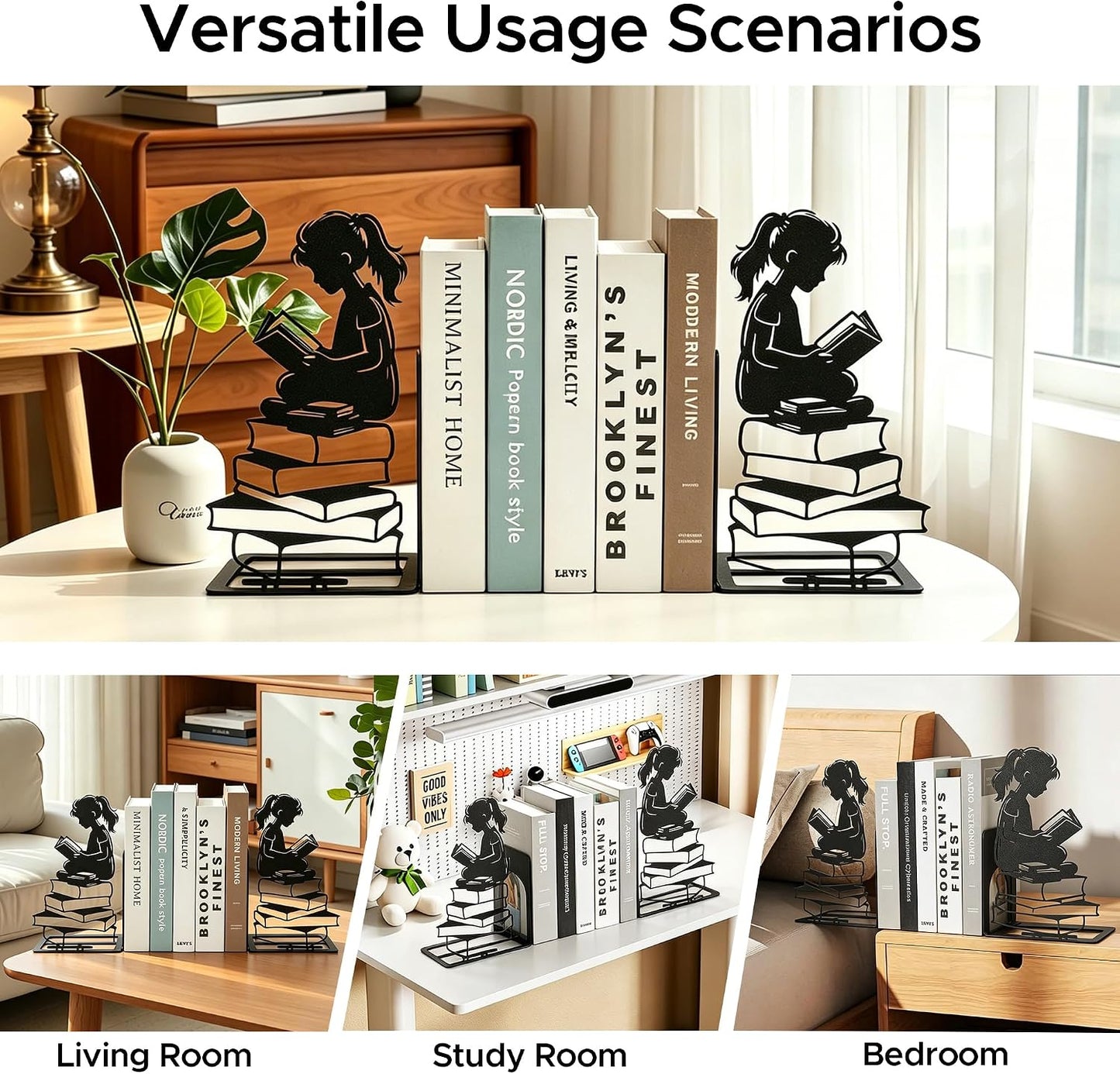 Foldable Metal Decorative Bookends / Girl