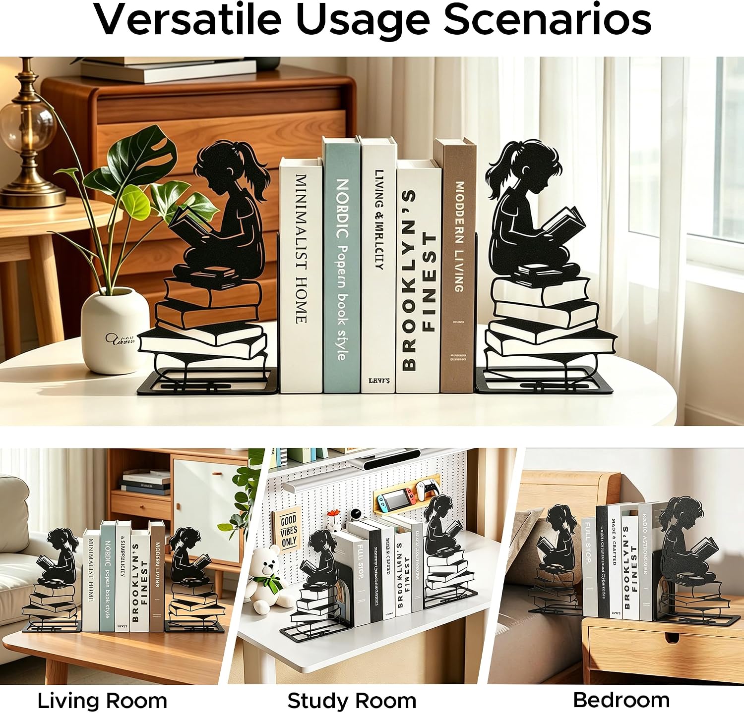 Foldable Metal Decorative Bookends / Girl