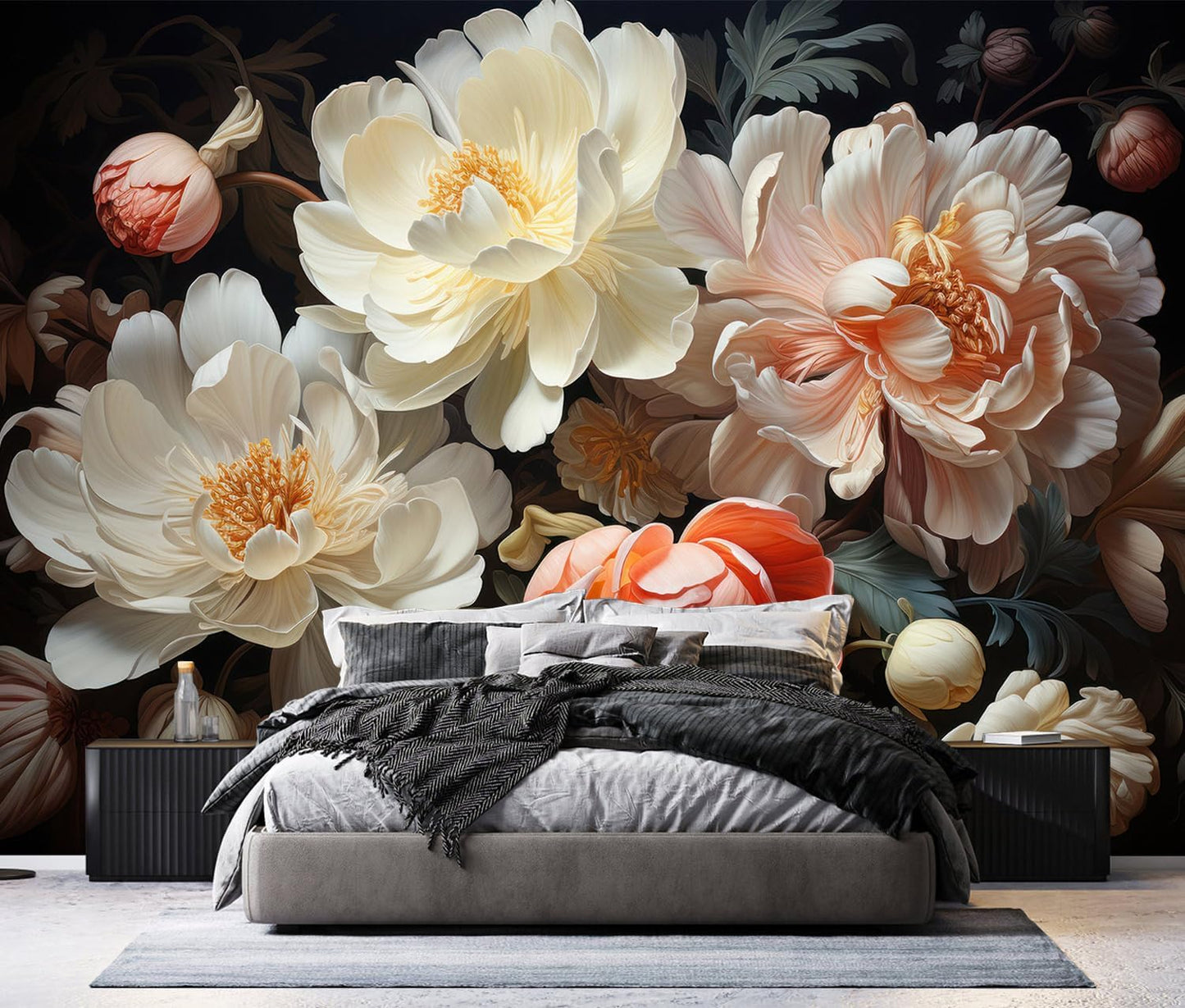 3D Floral Peel and Stick Wallpaper murals / Zz03 / 79 x 55