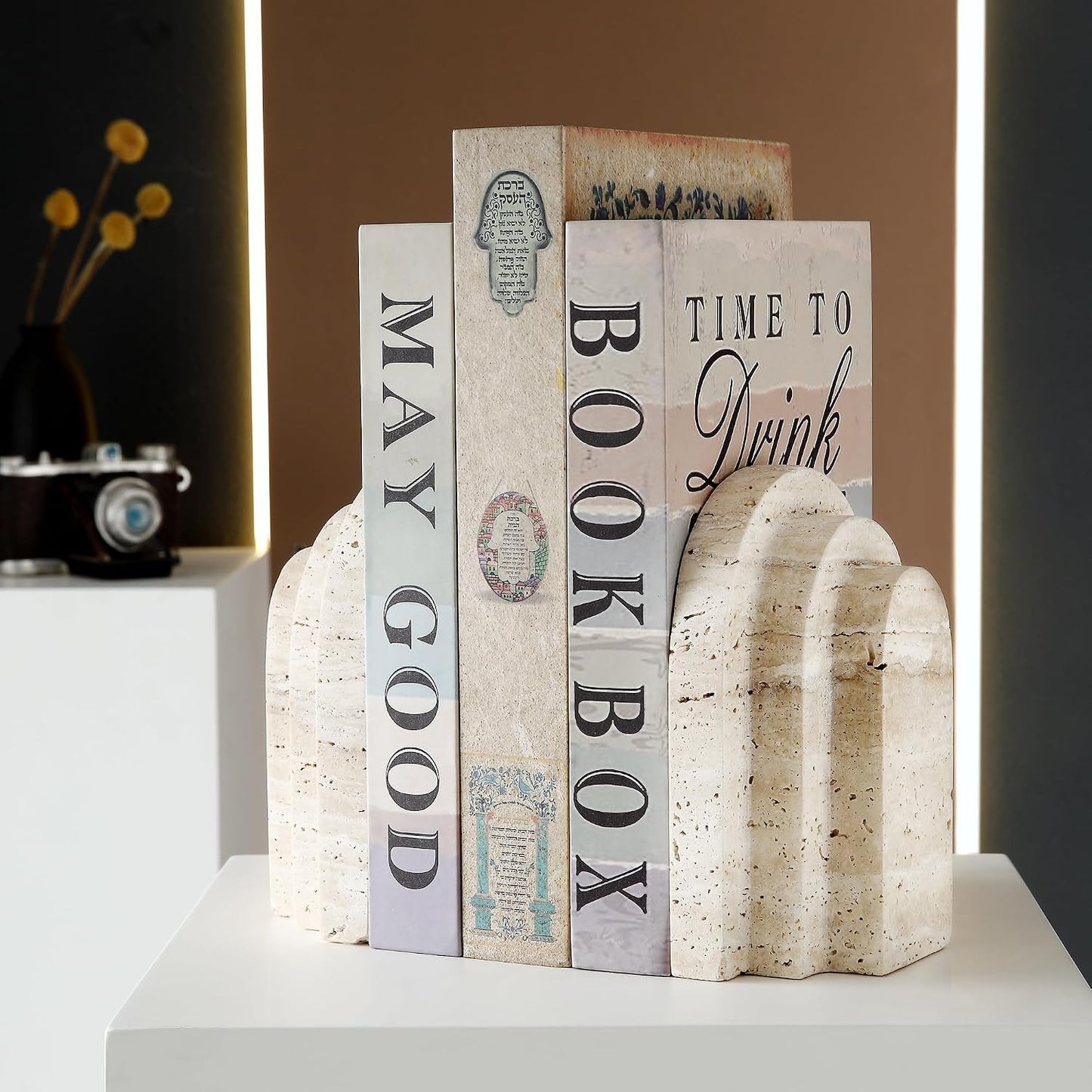 Travertine Book Ends / Natural