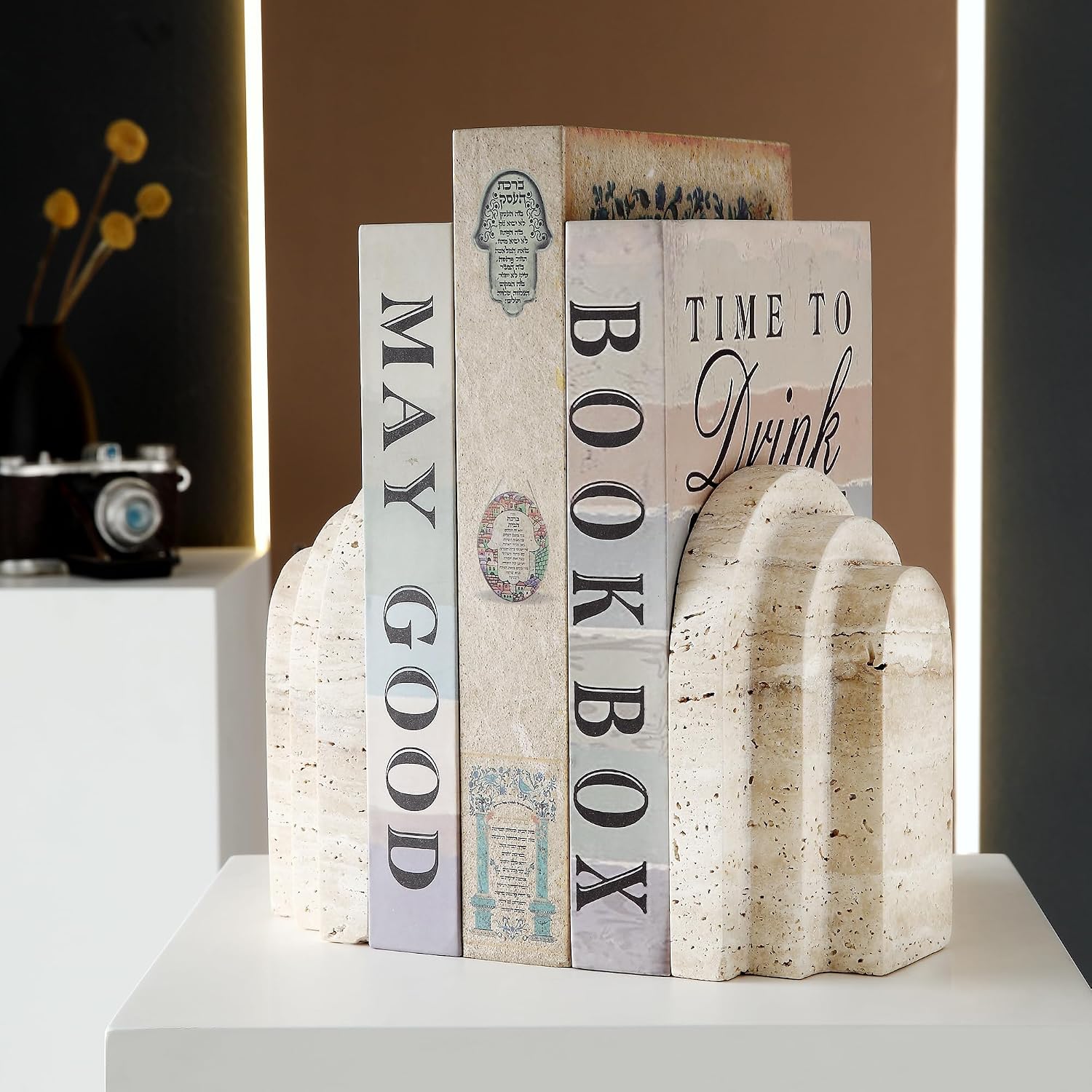 Travertine Book Ends / Natural