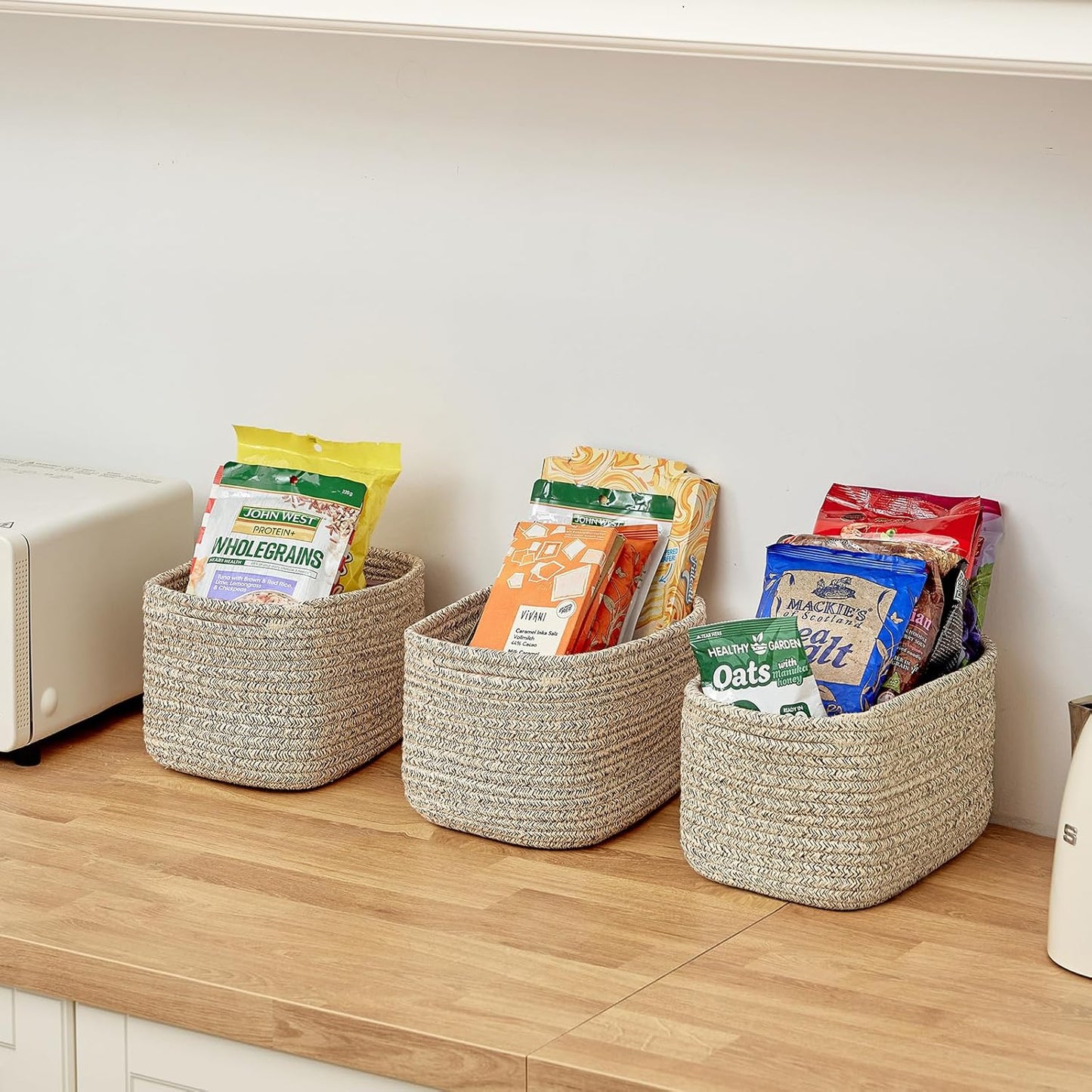 Bathroom Storage Basket / Beige / 10.6 x 6.7 x 6.7