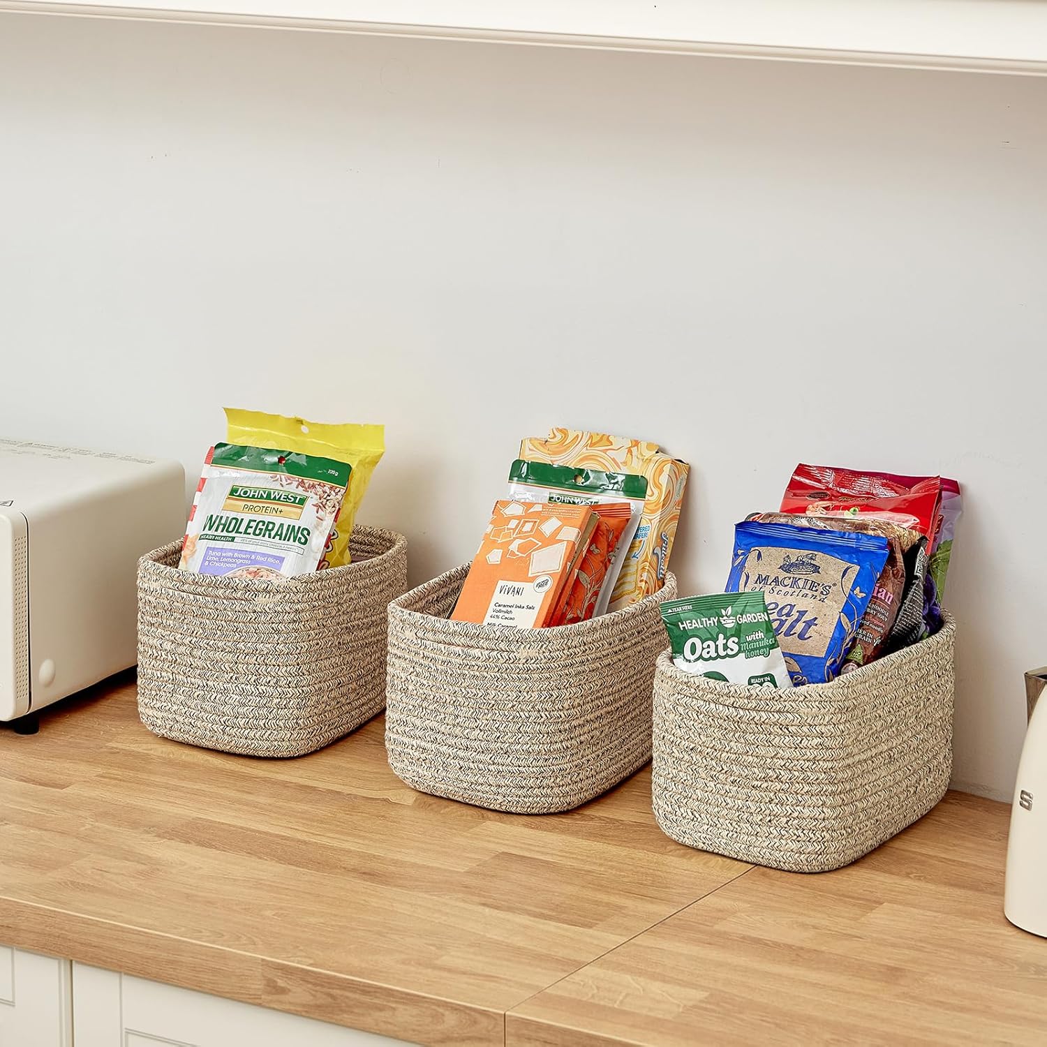 Bathroom Storage Basket / Beige / 10.6 x 6.7 x 6.7