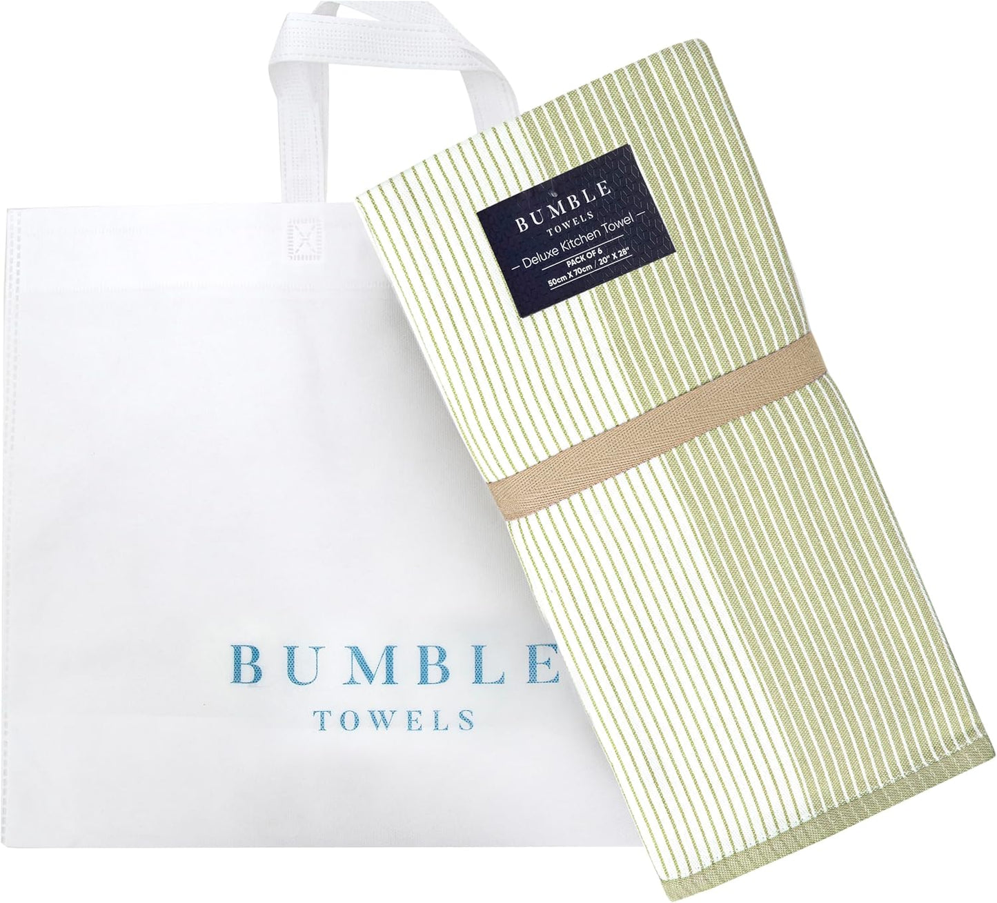 Premium Kitchen Towels 6 Pack 100% Cotton, 20"x28" Dish Towels - Sage | Large Flat & Terry Kitchen Linen Set with