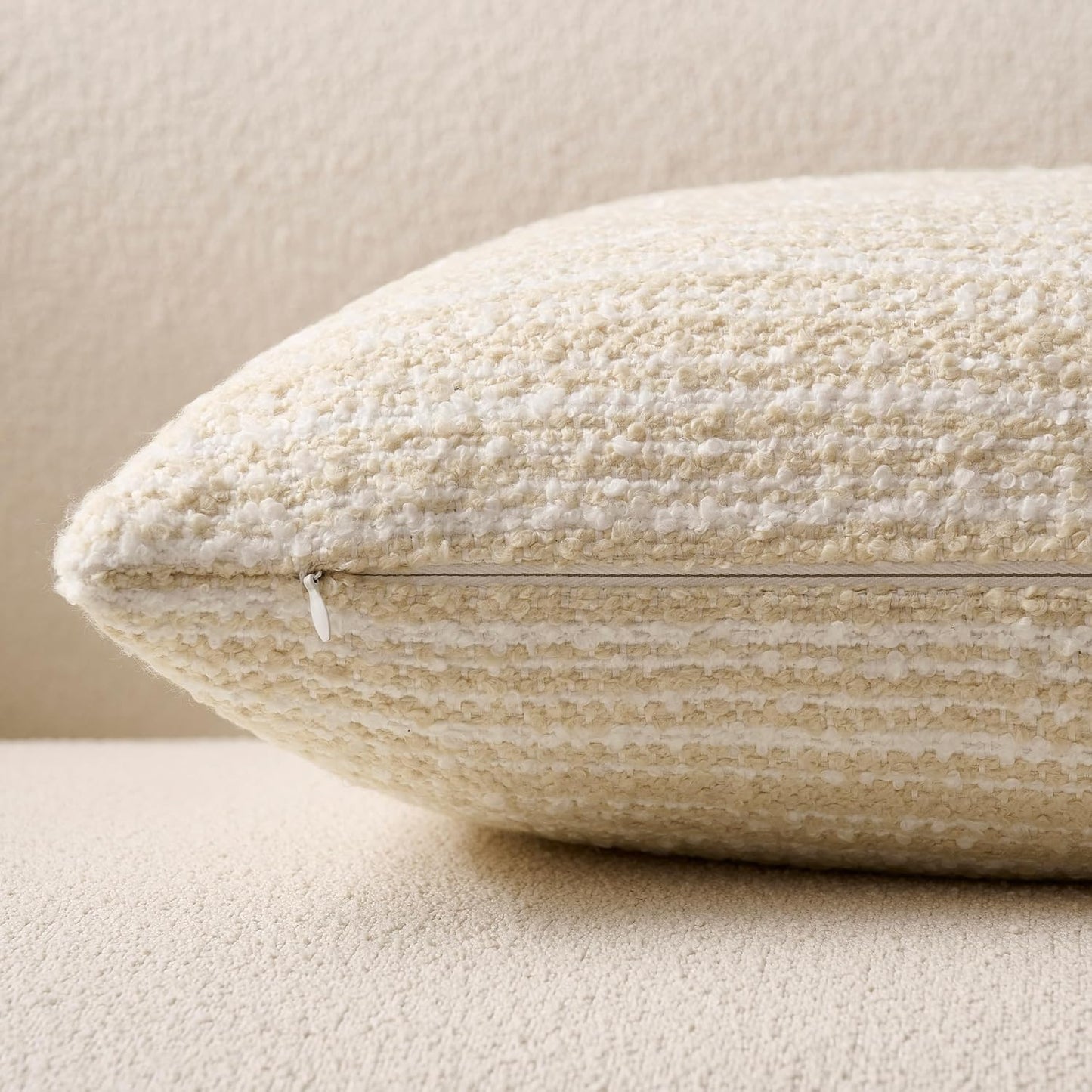Throw Pillow Covers Textured Boucle Pillow Covers / 18 x 18 / Ivory White / Set of 2