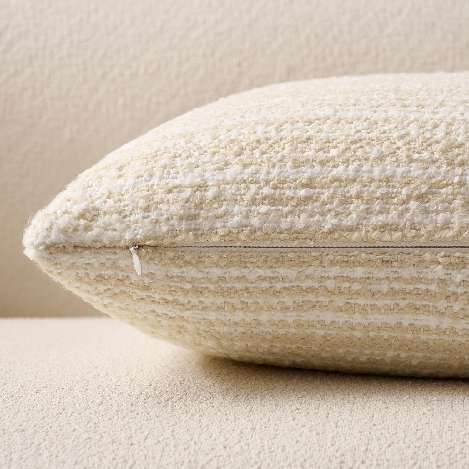 Throw Pillow Covers Textured Boucle Pillow Covers / 18 x 18 / Ivory White / Set of 2
