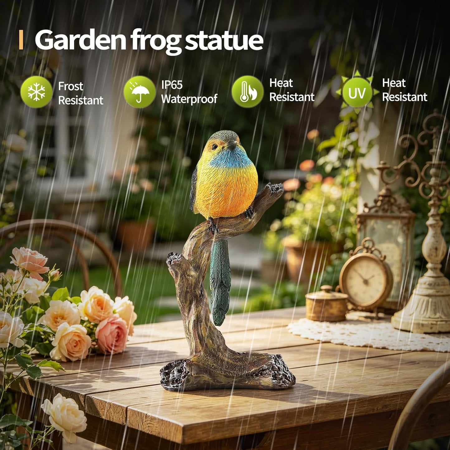 Colorful Resin Bird Figurine on Branch / On The Branch