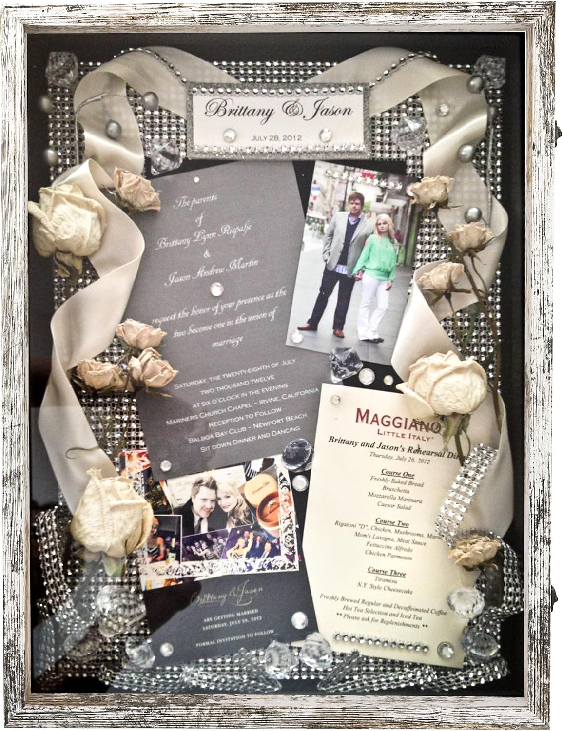 Large Shadow Box Frame 18x24 Display Case, White Wedding Bouquet Memory Box | Hinged Front Open Door with Plexiglass