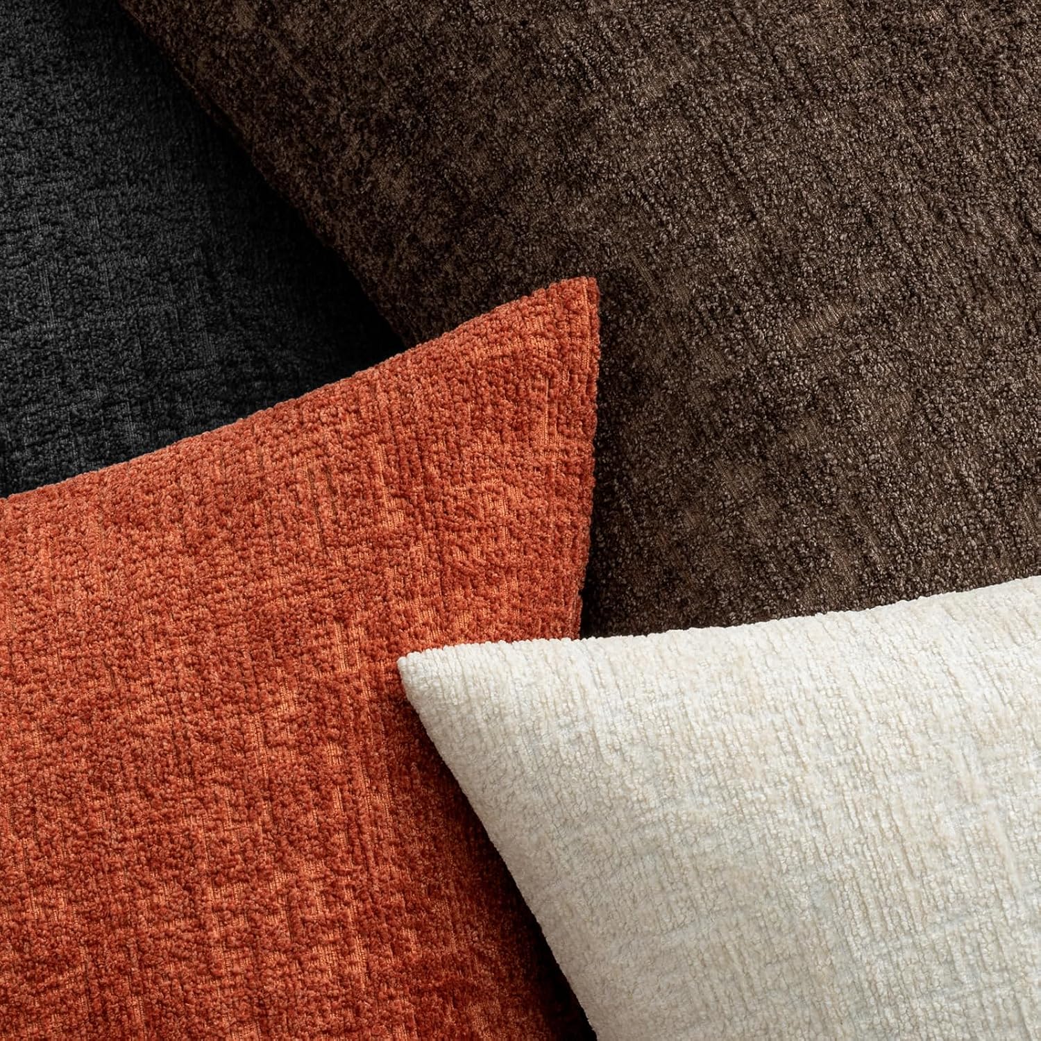 Decorative Throw Pillow Covers Couch Pillow Covers Soft Textured / 18 x 18 / Black / Set of 2