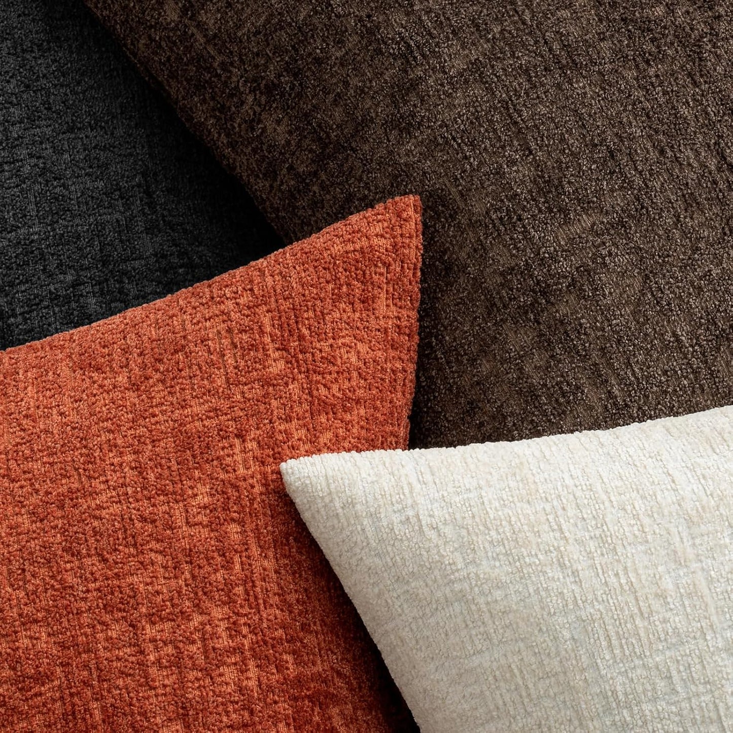 Decorative Throw Pillow Covers Couch Pillow Covers Soft Textured / 18 x 18 / Brown / Set of 2