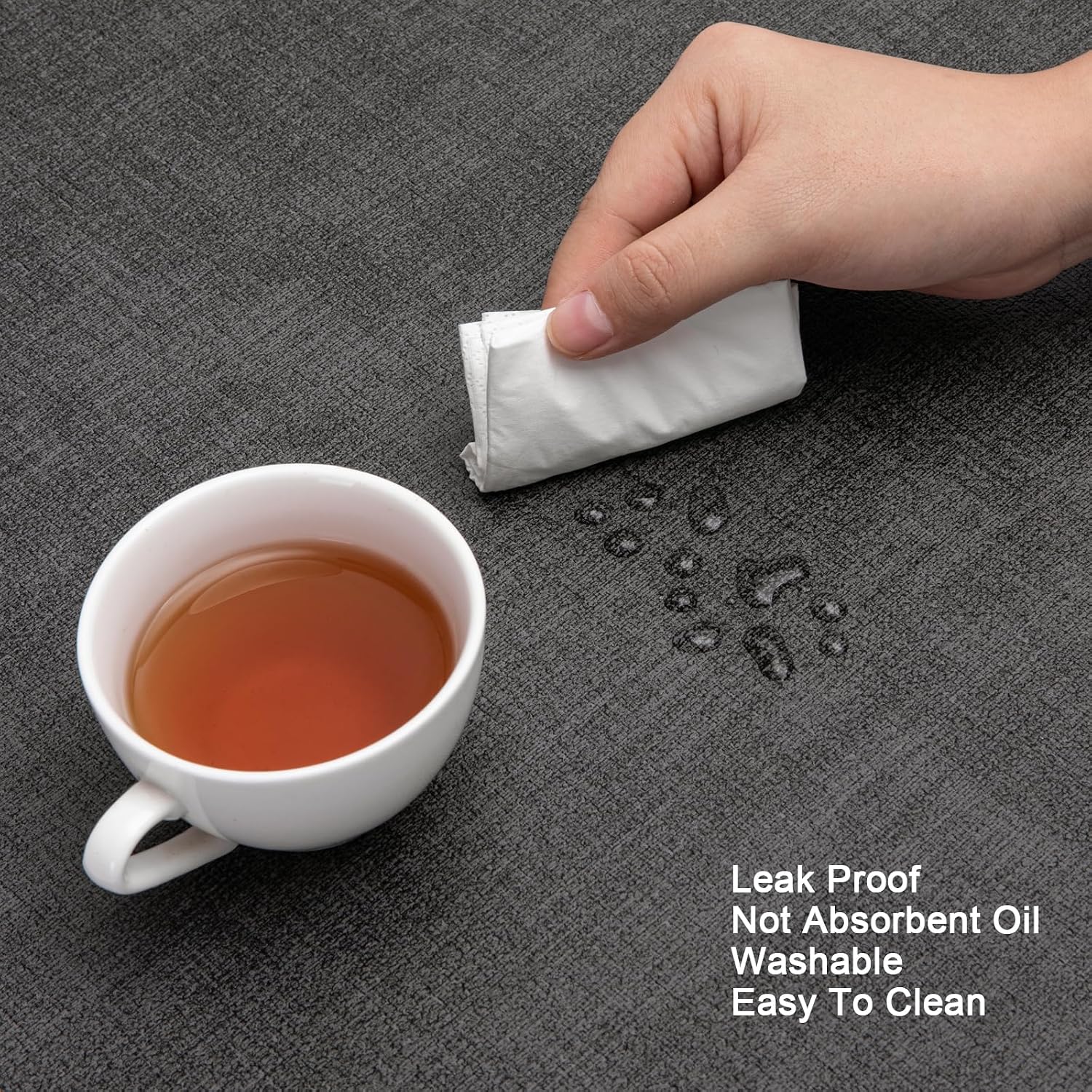 Myir JUN Faux Leather Placemats Set of 6, Dual Sided Waterproof Place Mats | Heat Resistant Wipeable Vinyl Table Mat