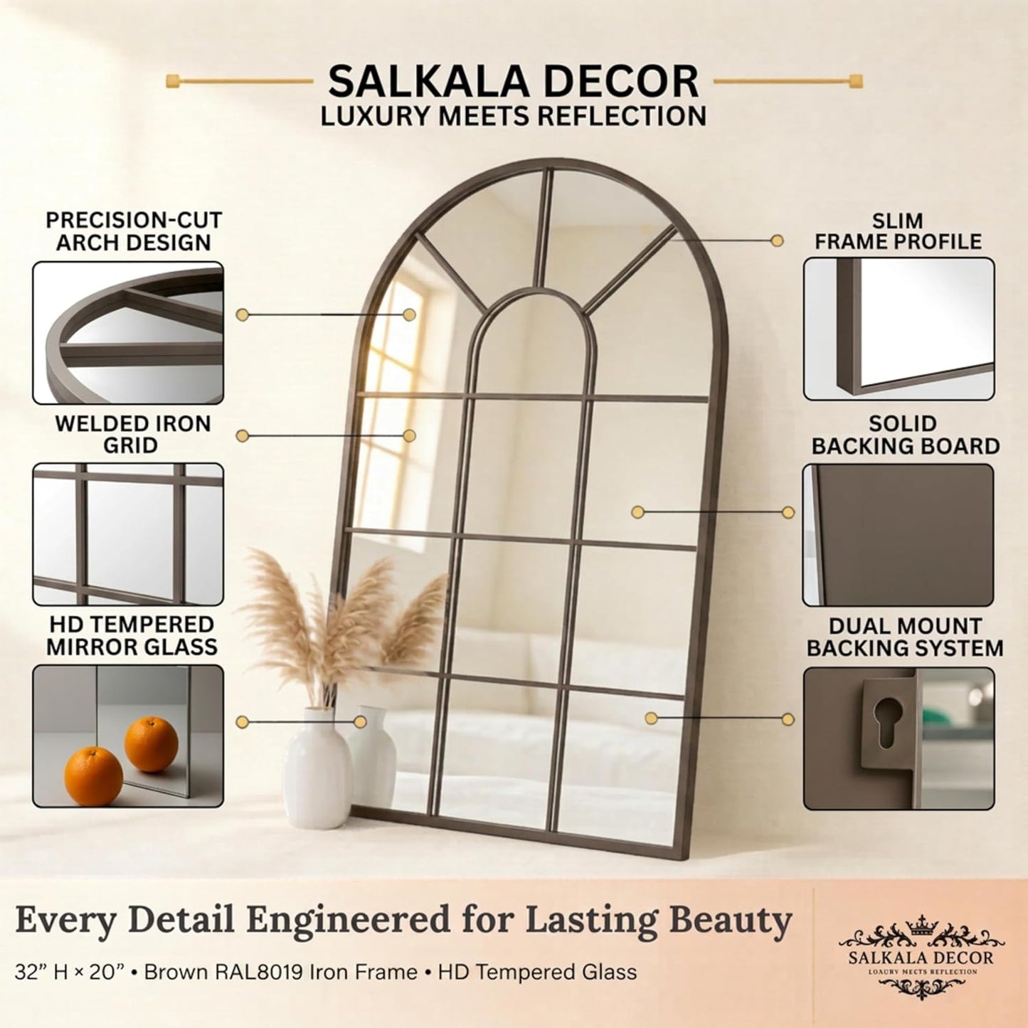 Boho Bedroom Decor / Matte Brown / Ral 8019 Grey Brown / 32"L x 20"W / 32 x 20