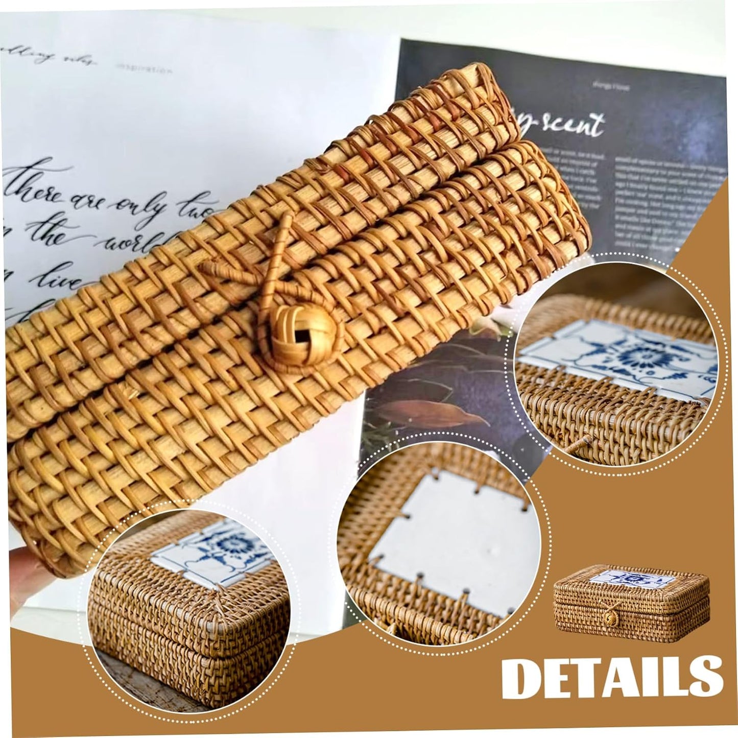Wicker Basket / Rattan Storage Box / 7 x 5 x 2