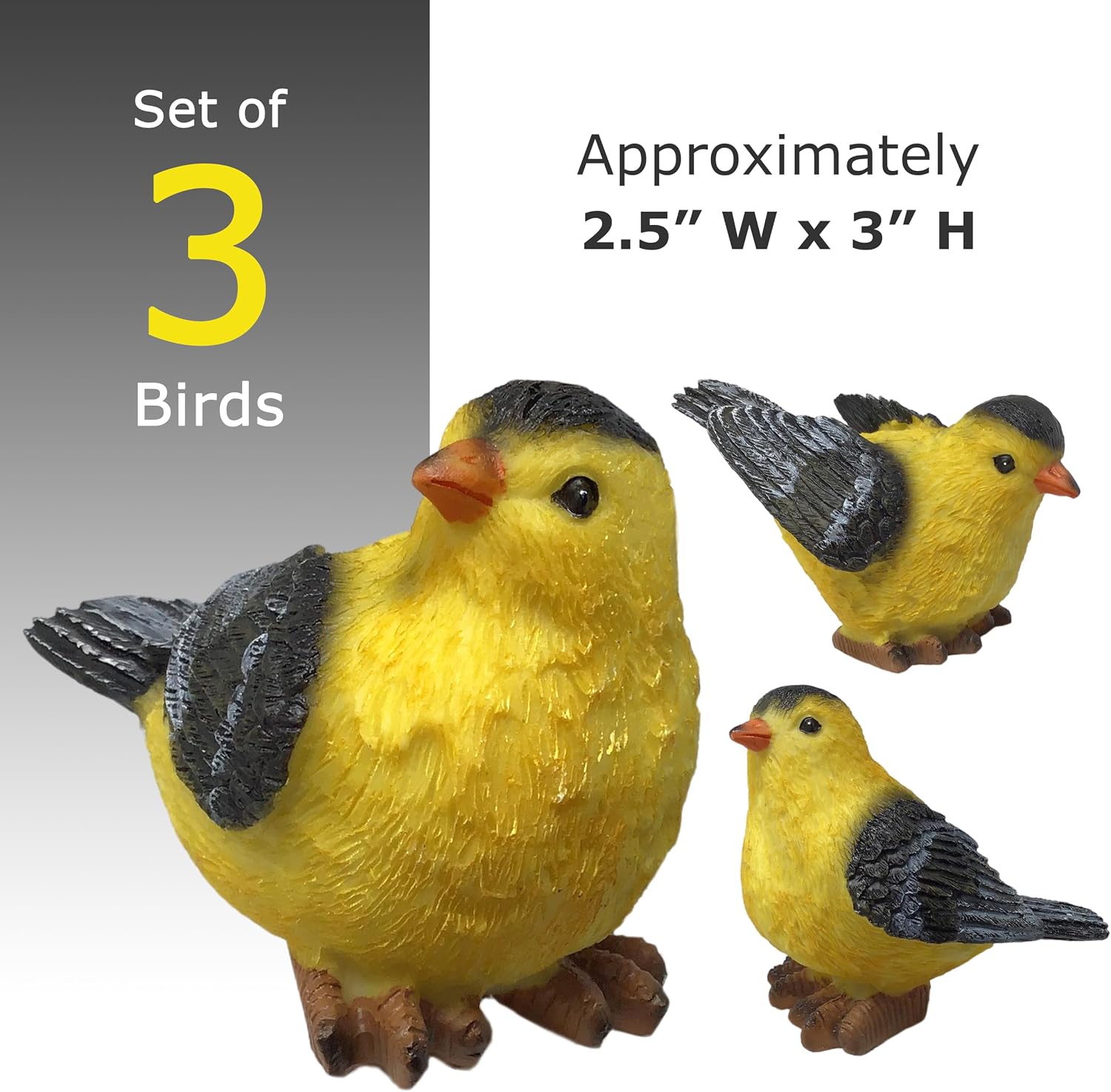 Goldfinch Bird Figurines Hand-Painted / Set of 3